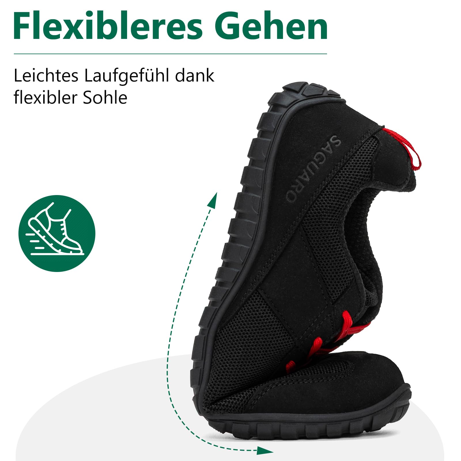 SAGUARO Herren Barfußschuhe Atmungsaktiv Barfuß-Sneaker mit Breiter Zehenbox & Zero-Drop Solhe, Gr.39-48