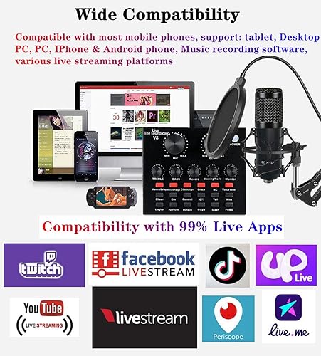 Miniatura 6 de Paquete de equipo de podcast, condensador BM-800 con cambiador de voz, paquete de estudio de grabación, paquete de micrófono de podcast para laptop,