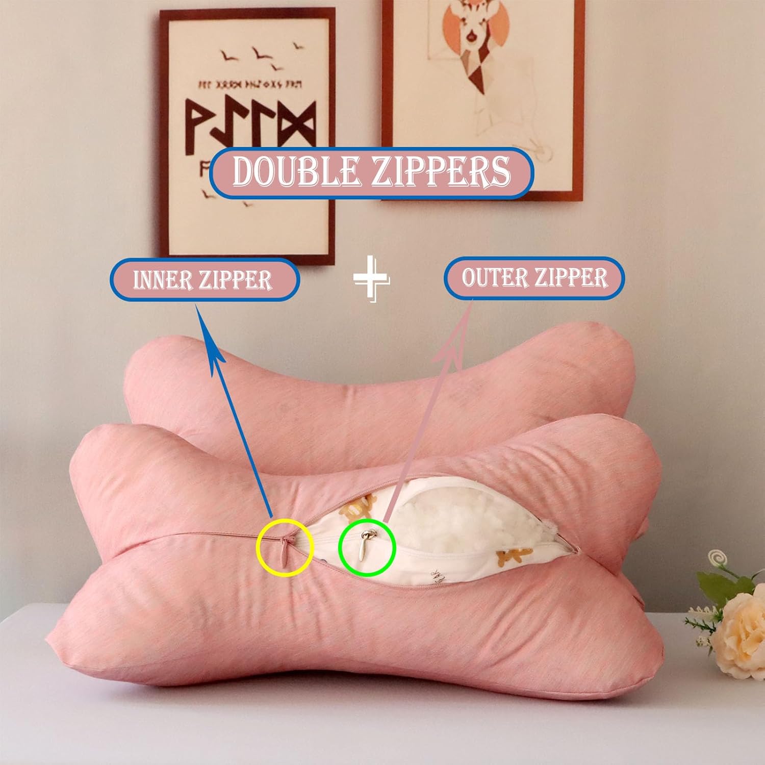 ZHIWEIKJ Bone Neck Pillows Dog Bone Shaped Pillow Cervical Neck Pillow for Camping Sleeping Travel Car Truck Driving Home and Office Rest (Size : E) - Image 6