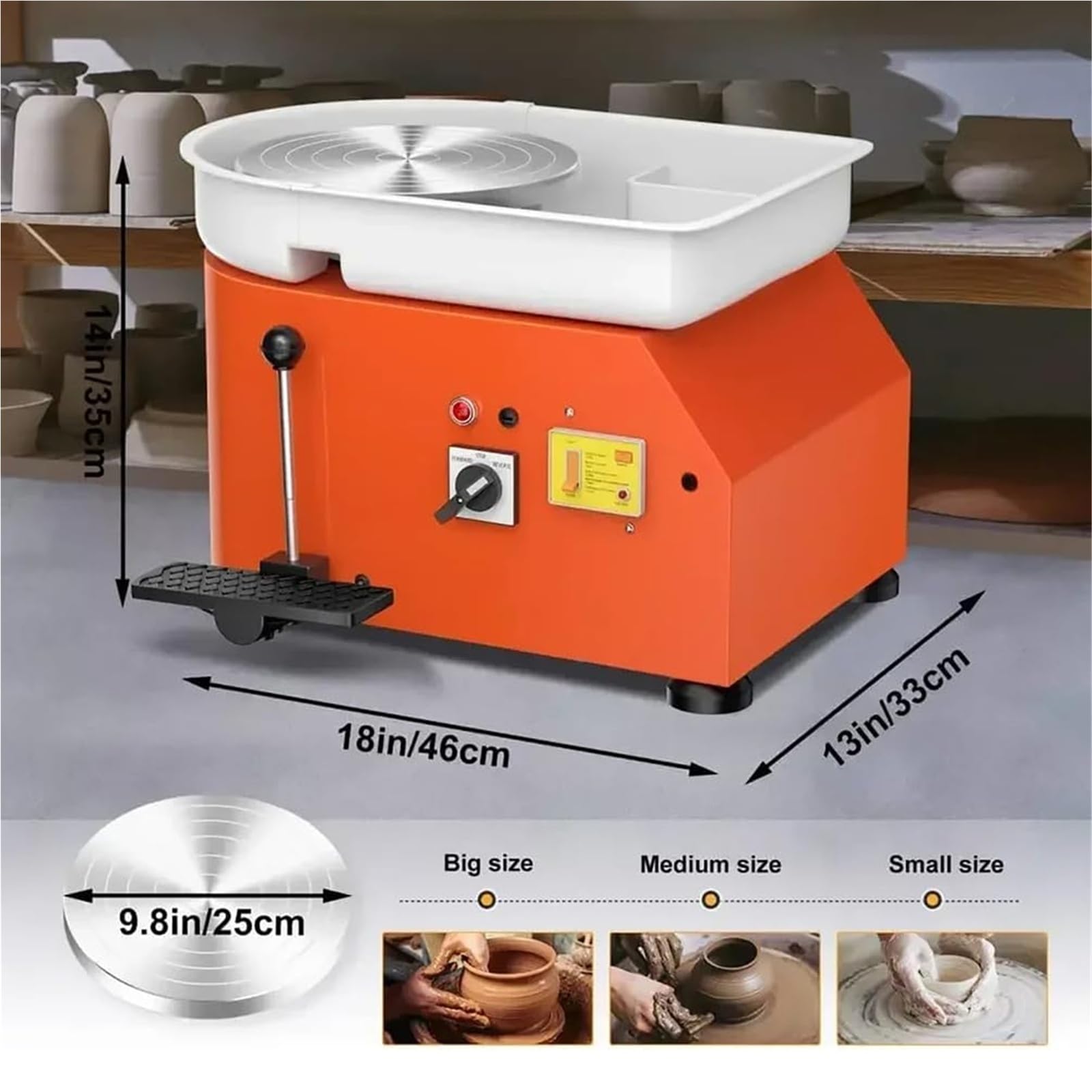 Rueda Alfarería 9,8 Pulgadas For Adultos, Máquina Formadora Ruedas Cerámica | Con Pedal Velocidad Ajustable, Protección Contra Fugas Y Lavabo ABS Extraíble, For Principiantes, Manualidades(Pink,250W)