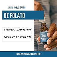 Vista 3 de L Metilfolato 15mg Plus Metil B12 Cofactor – Sabor a Bayas Orgánico, Alta Potencia Líquida Sublingual Forma Activa 5-MTHF - Apoya el Estado