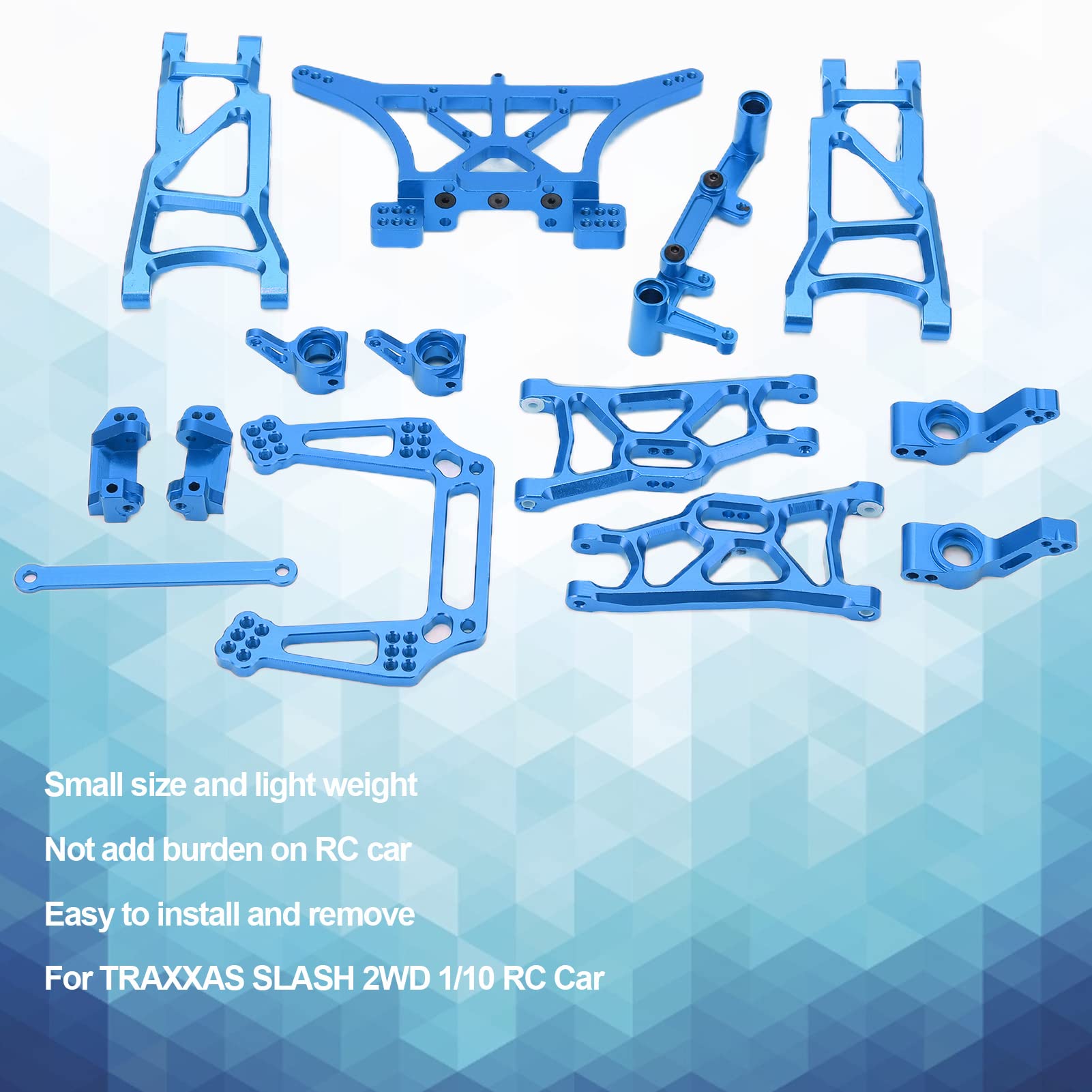 KUIDAMOS 1/10 RC Metal Akcesoria do Modernizacji dla Zestaw Kierownicy ze Stopu Aluminium dla SLASH 2WD (Niebieski)