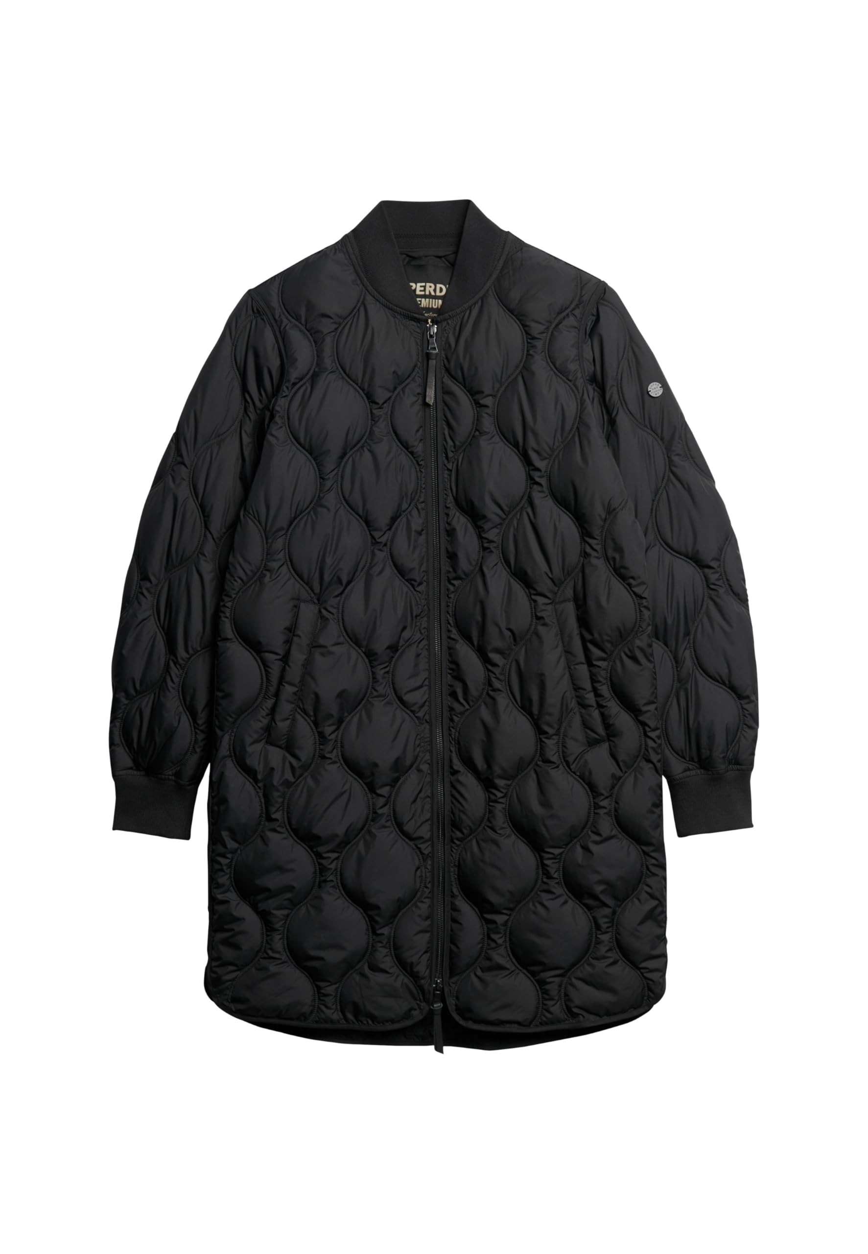 Superdry Women's Black Studios Long Liner Jacket W5011662a Size 12, Uk 12