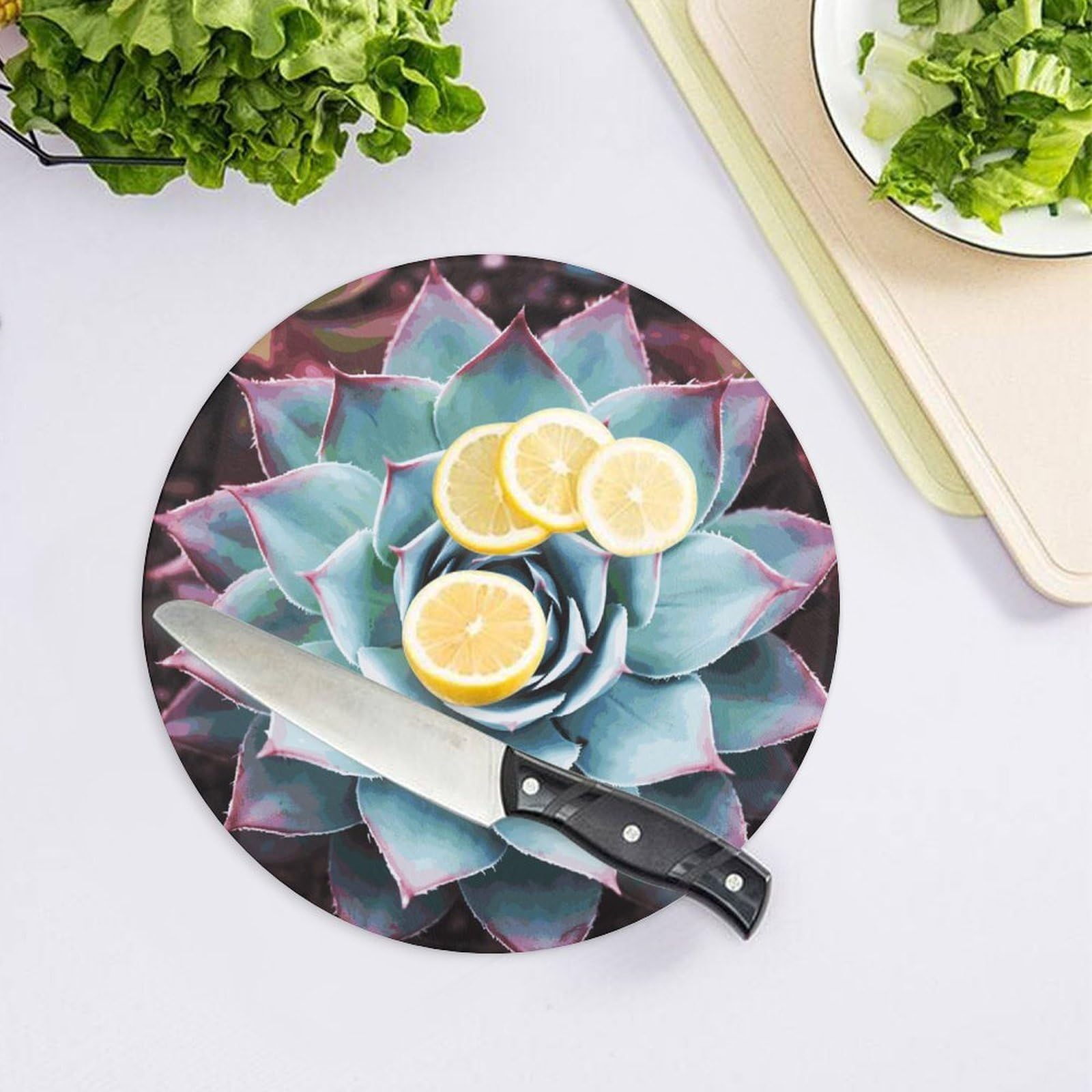 Tagliere rotondo per piante grasse, facile da pulire, taglieri per cucina di grandi dimensioni 7,9, taglieri essenziali da cucina, comodo per carne e verdure