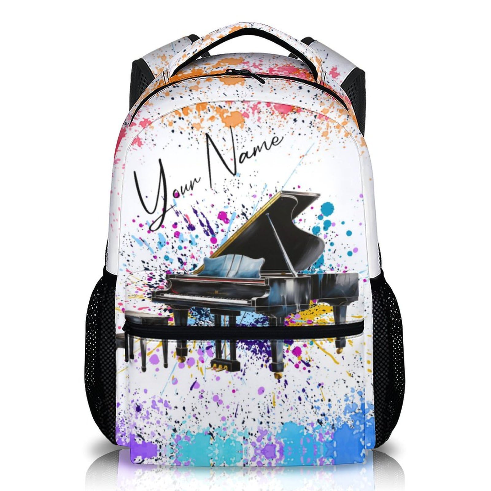 Sharecolor Backpack for Music Lovers, Personalized Piano Backpacks for School Travel, Custom 17 Inch Large Capacity Bookbag for Preschool Kindergarten