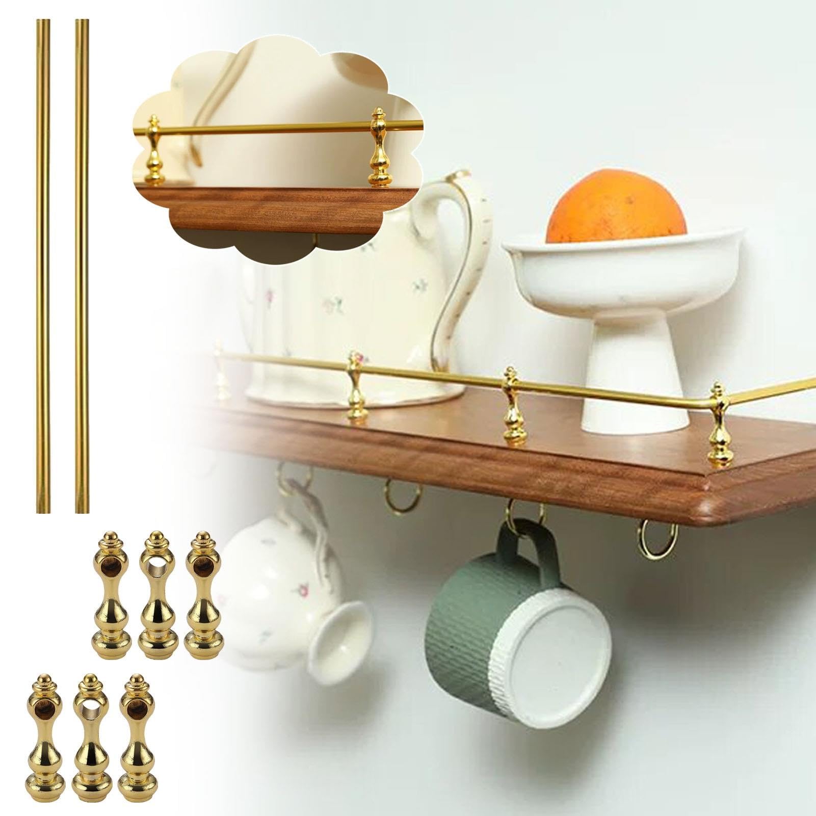 Regalgeländer 2 Stück Dekorative Goldene Regalreling für Gebogene Regale