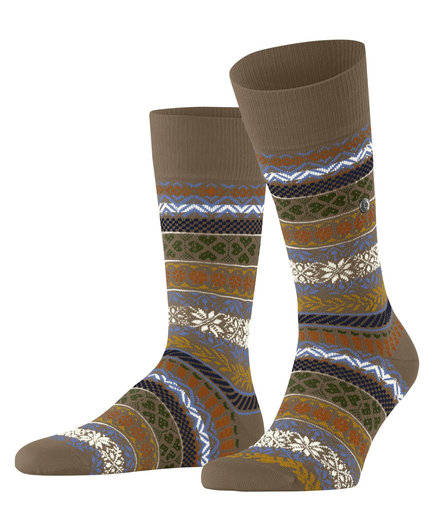 Burlington Men's Country Fair Isle M So Wool Patterned 1 Pair Socks, Brown Camel 5038, 6.5-11