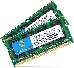 RASALAS Kit de 8 GB (2 x 4 GB) PC3-8500 DDR3 1066 MHz 1067 MHz 8500s SODIMM RAM Atualização de memória para notebook 204PIN 1,5V Memory