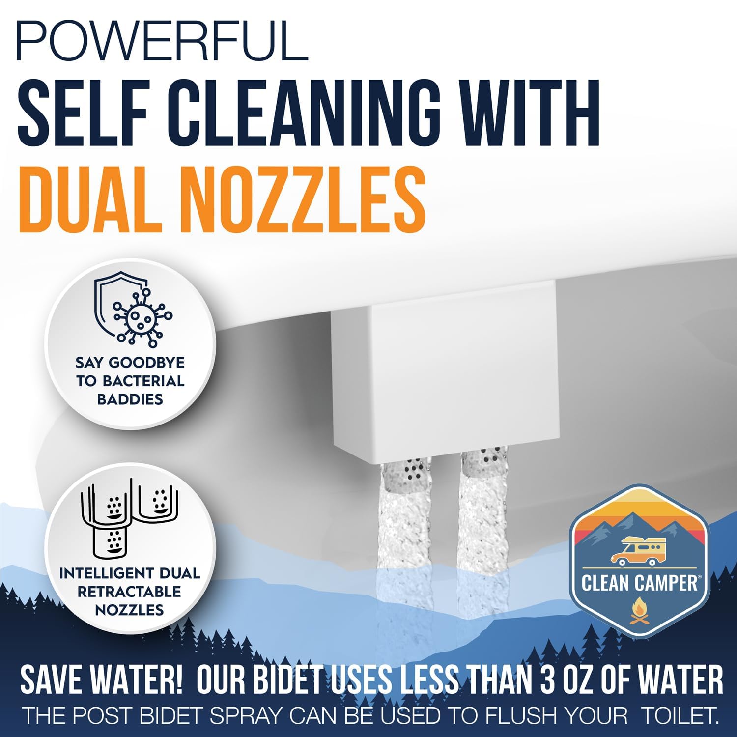 The Original RV Bidet Self-Cleaning Dual Nozzles Non-Electric Reversible Design Easy Installation RV Waterline Compatible Adjustable Gentle Water — view 5