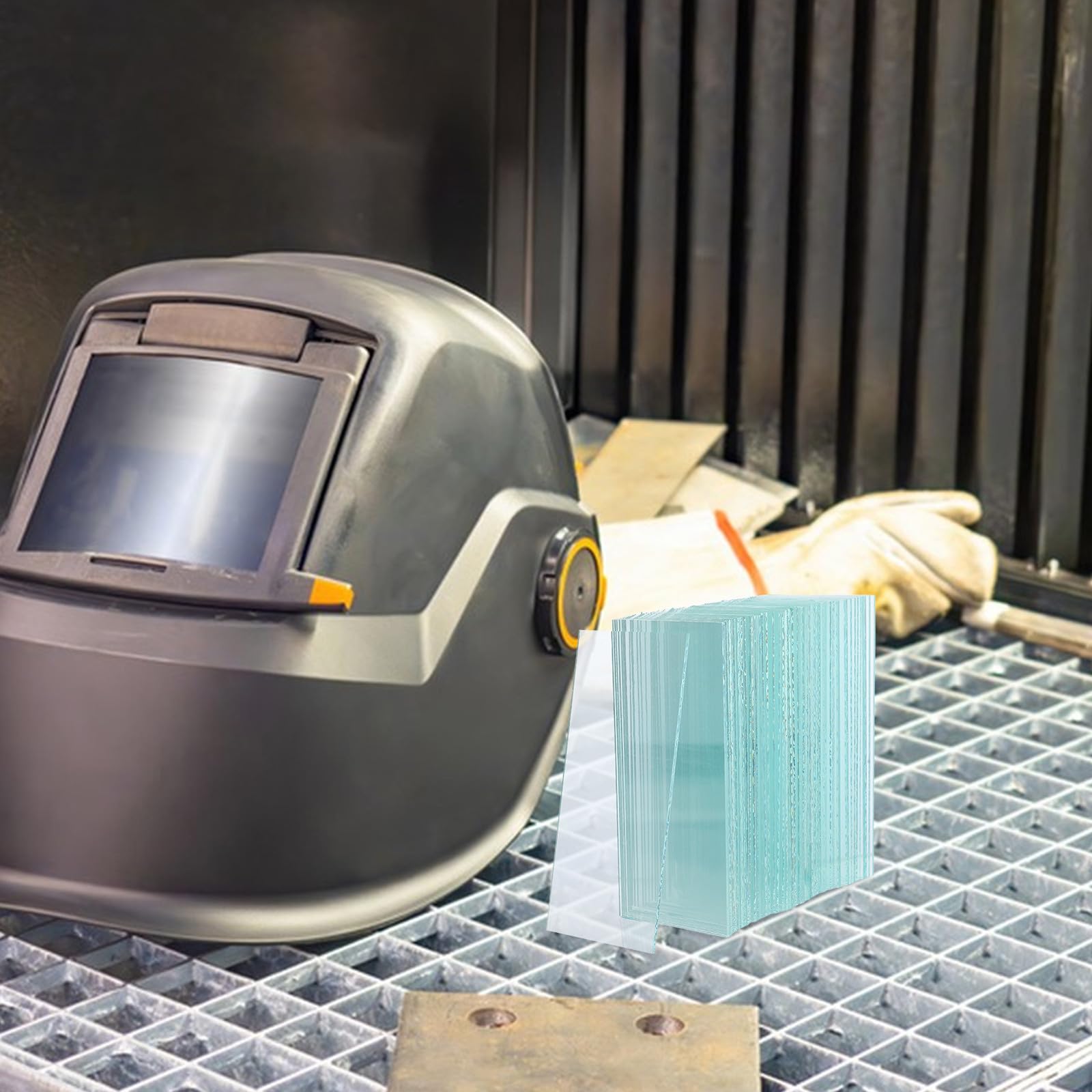 BESTOYARD 100 Unidades Lente de Repuesto para Casco de Soldadura de Vidrio Transparente Alta Transparencia y Protección Ocular para Corte y Soldadura