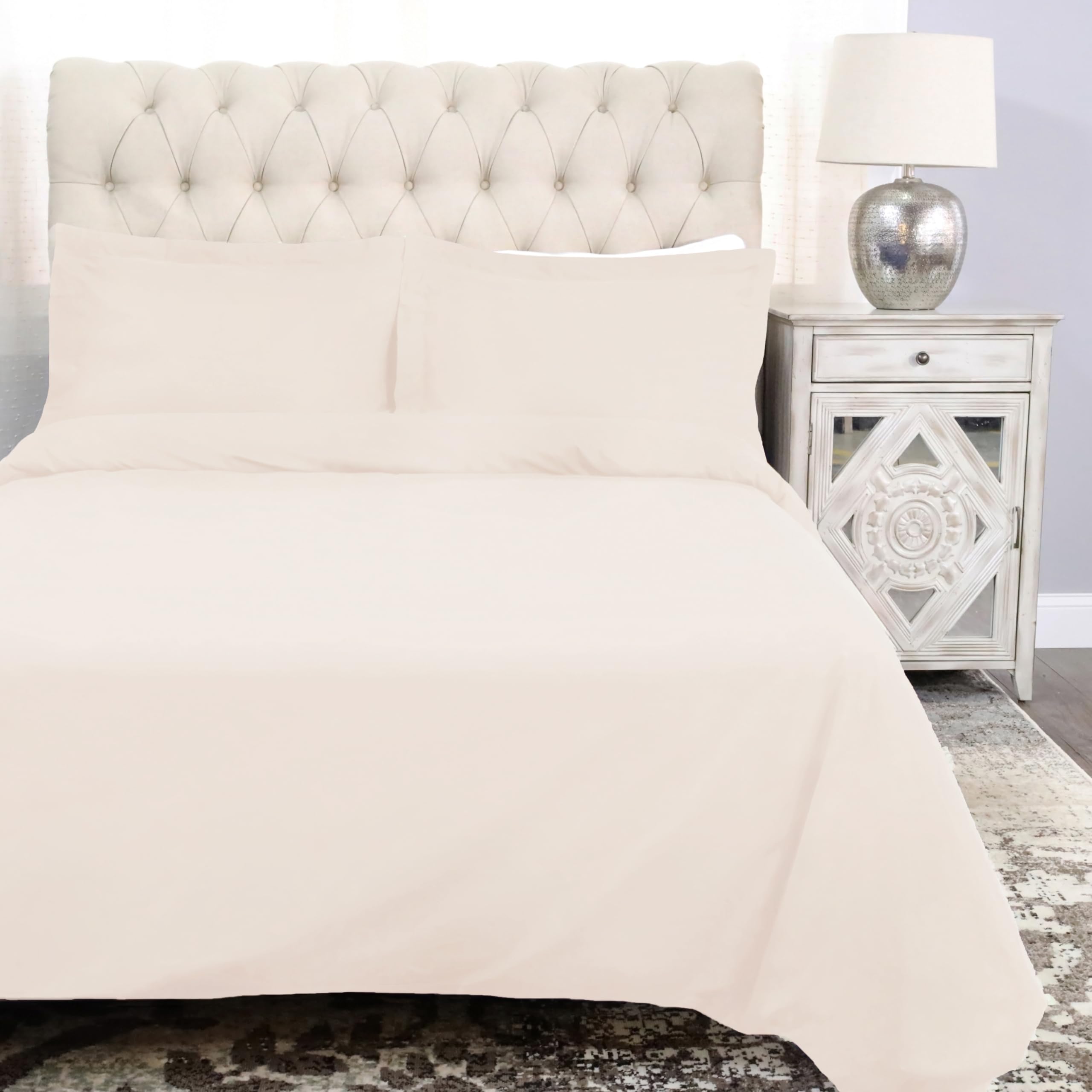 Parure de lit percale de coton 300 fils avec housse de couette et taie d'oreiller