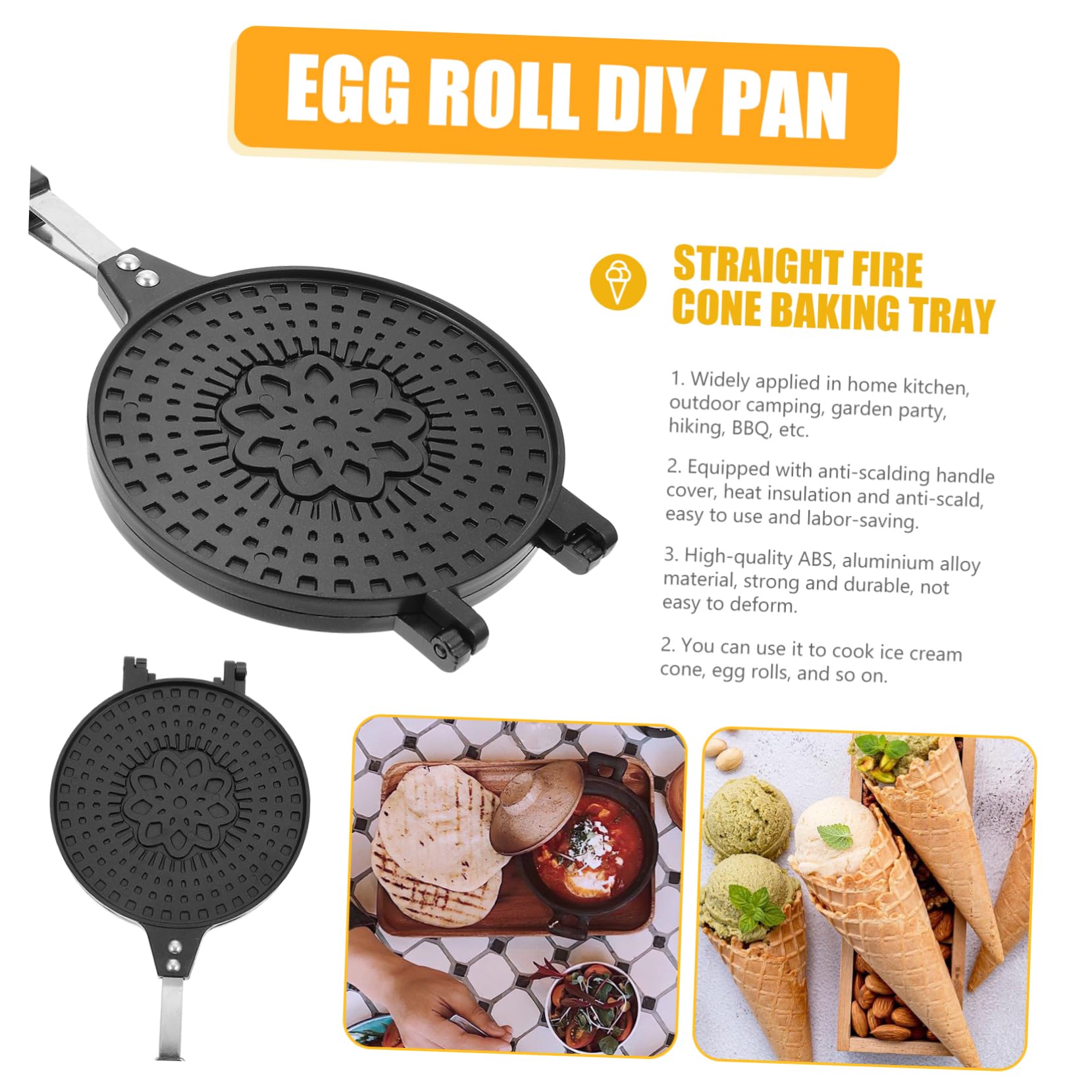 Non Stick Egg Roll Maker Ice Baking Tray Kitchen Supply for Homemade Desserts for Bbqs Camping and Parties Design