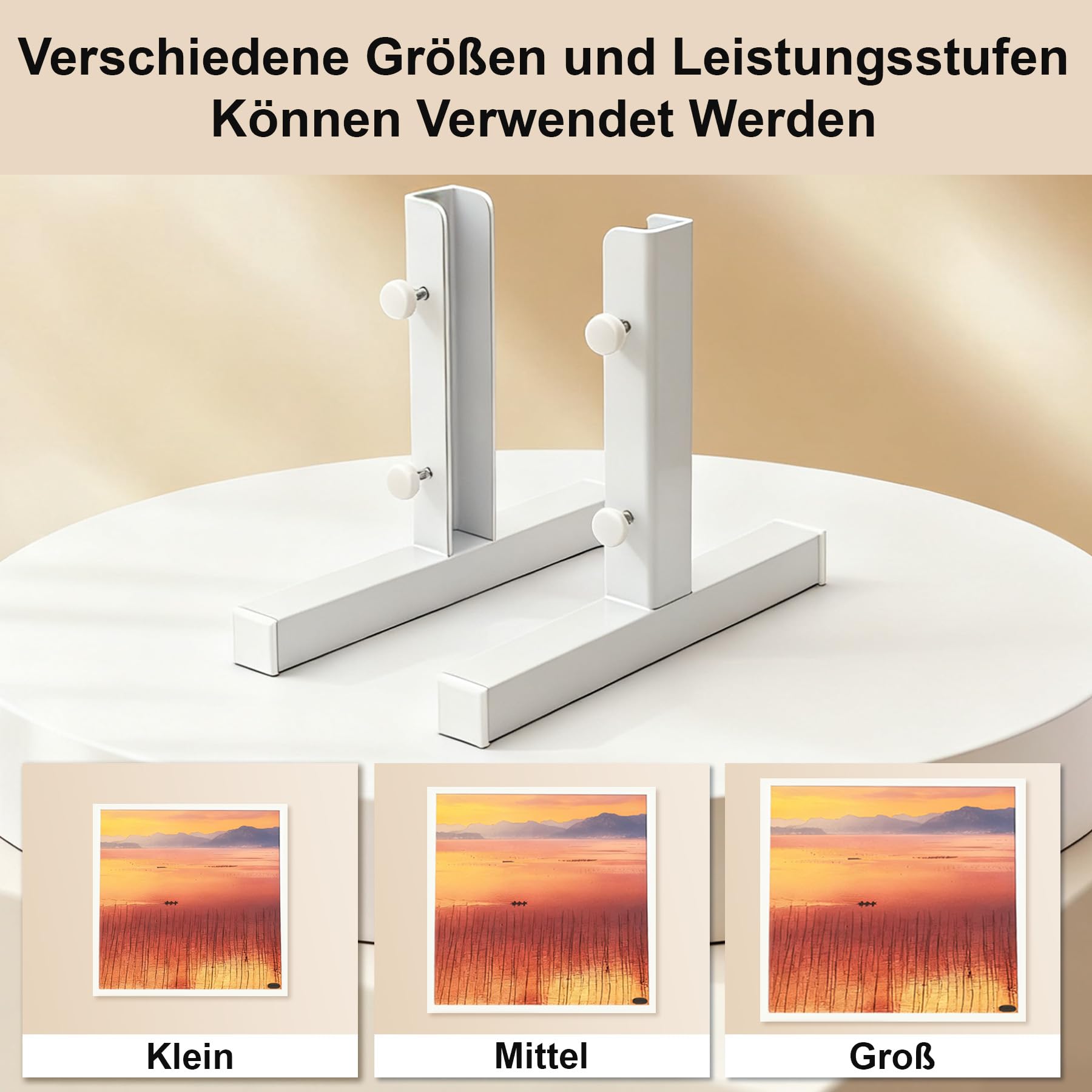 Freistehende Standfüße für Infrarotheizung Eisen Standfuß geeignet Heizplatten Flachstrahler Elektroheizung Nutzung beweglich Machen Weiß Zubehör (2er Pack)