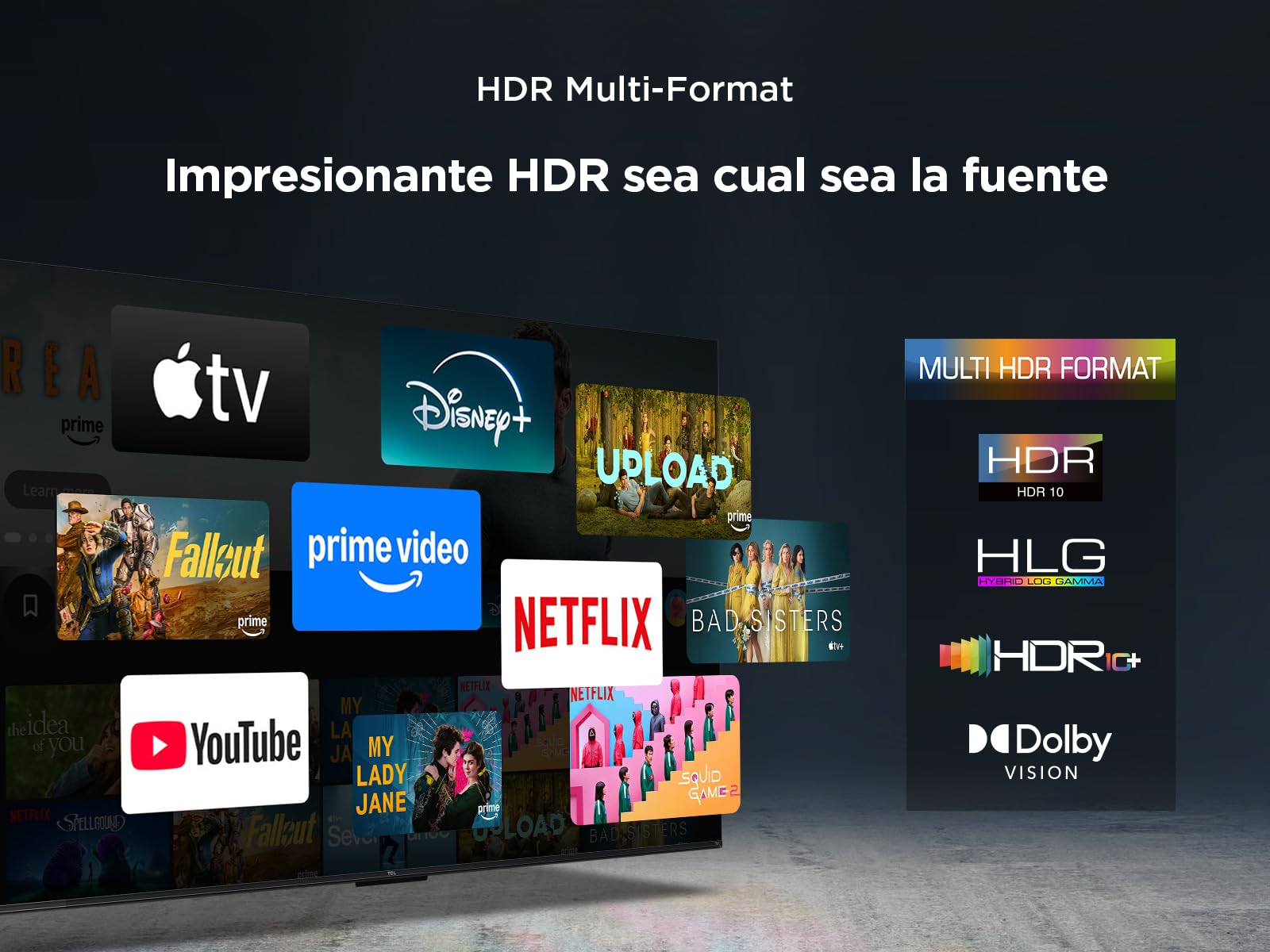 TCL 55T6C Televisor 55 Pulgadas QLED 4K, Smart TV con Fire TV, Dolby Vision y Atmos, HDR10+, Game Master, VRR y ALLM, Control por Voz Alexa
