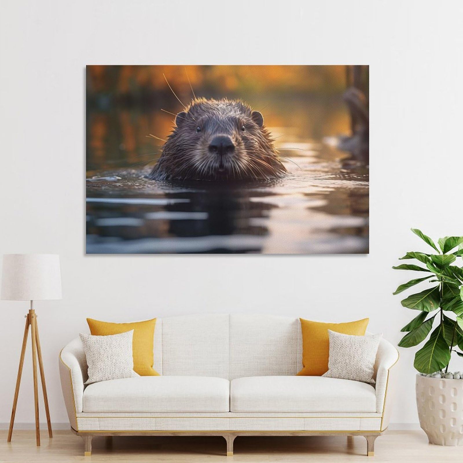 Junmoney Decorative Wall Artwork Beaver Wildlife Photograph, 08x12inch(20x30cm), for Corridors, Hallways Or Apartment Entries, Wall Decor to Refresh Empty Corners