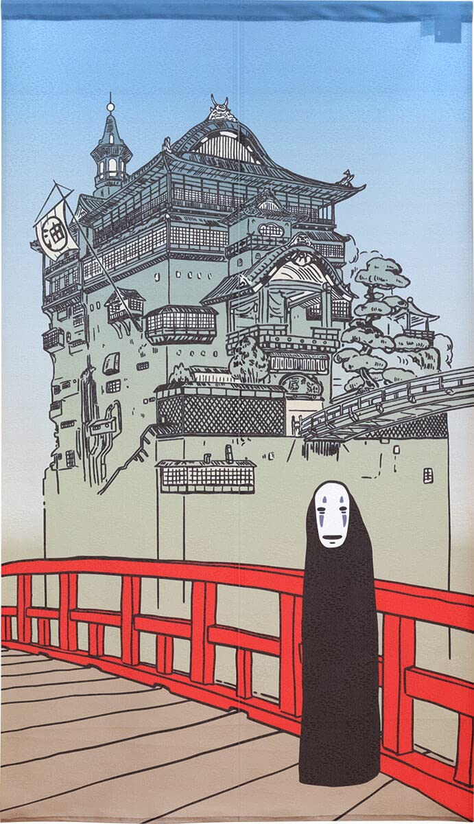 Tea And Kaonashi Spirited Away Noren Width: Approx. 33.5 Inches (85 Cm), Height: Approx. 59.1 Inches (150 Cm) (Bathhouse And Kaonashi)