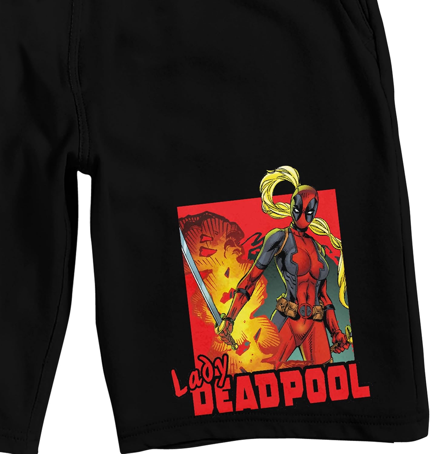 Bioworld Deadpool Lady Deadpool Men's Black Sleep Pajama Shorts - Image 2