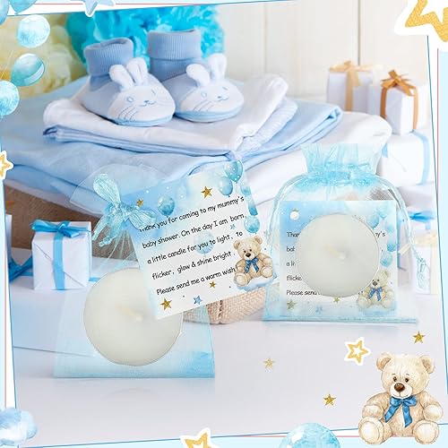 Miniatura 3 de Sosation 50 juegos de velas de baby shower para invitados, 50 velas de té, 50 etiquetas de agradecimiento y 50 bolsas de regalo de devolución para