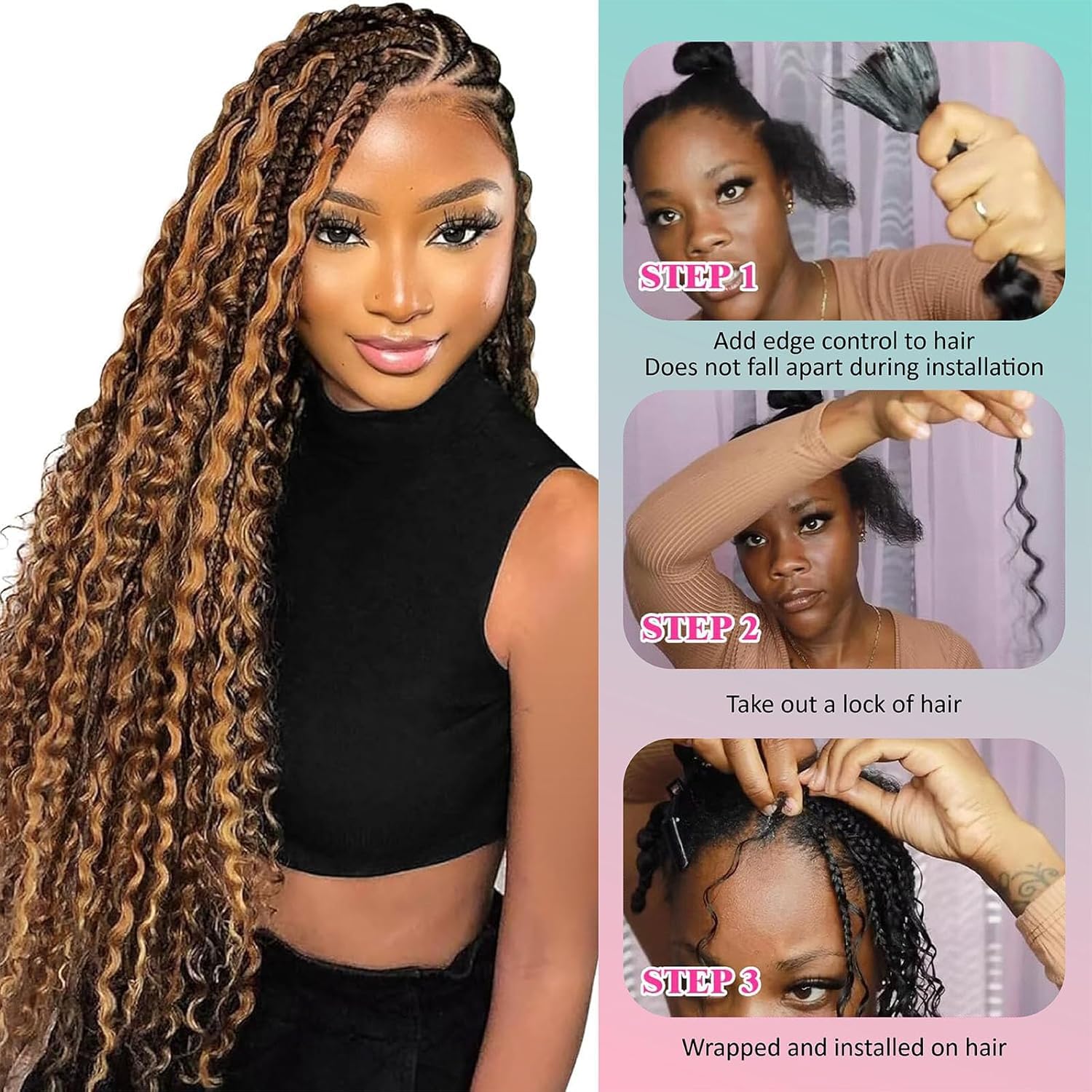 Boho Hair for Braiding 18 Inch P4/27 Human Curly 2 Bundles 100g Deep Wave Bulk Human Hair for Braiding