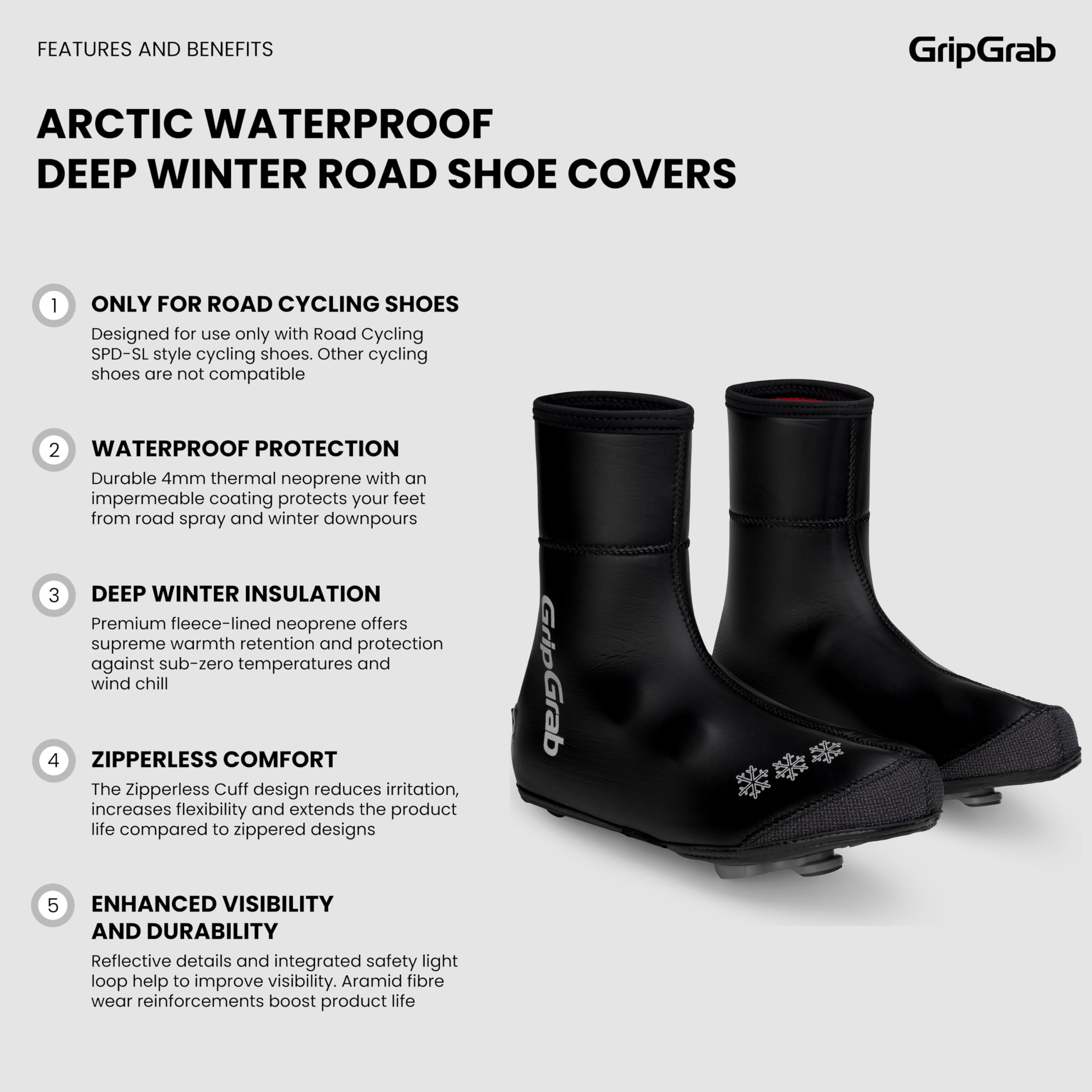 GripGrab Copriscarpe Ciclismo Impermeabile Profondo Inverno Bici da Strada Sovrascarpe Termico In Pile Antivento