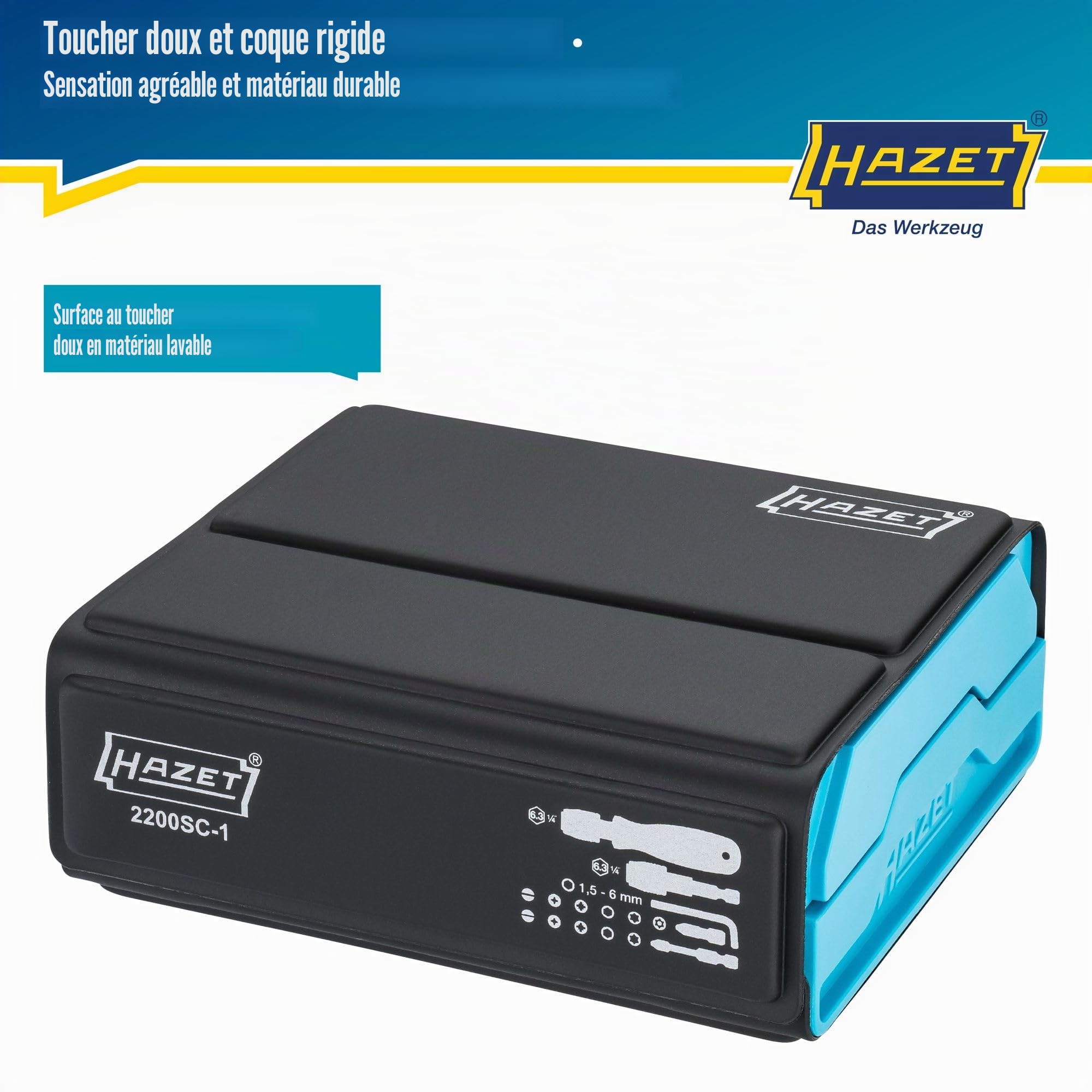 HAZET SmartCase Bit-Set 2200SC-1 I Jeu de 69 embouts d'outillage, entraînement : 6 pans 6,3 mm (1/4 pouce), pour commande manuelle I Mallette à outils mobile Fabriqué en Allemagne'.