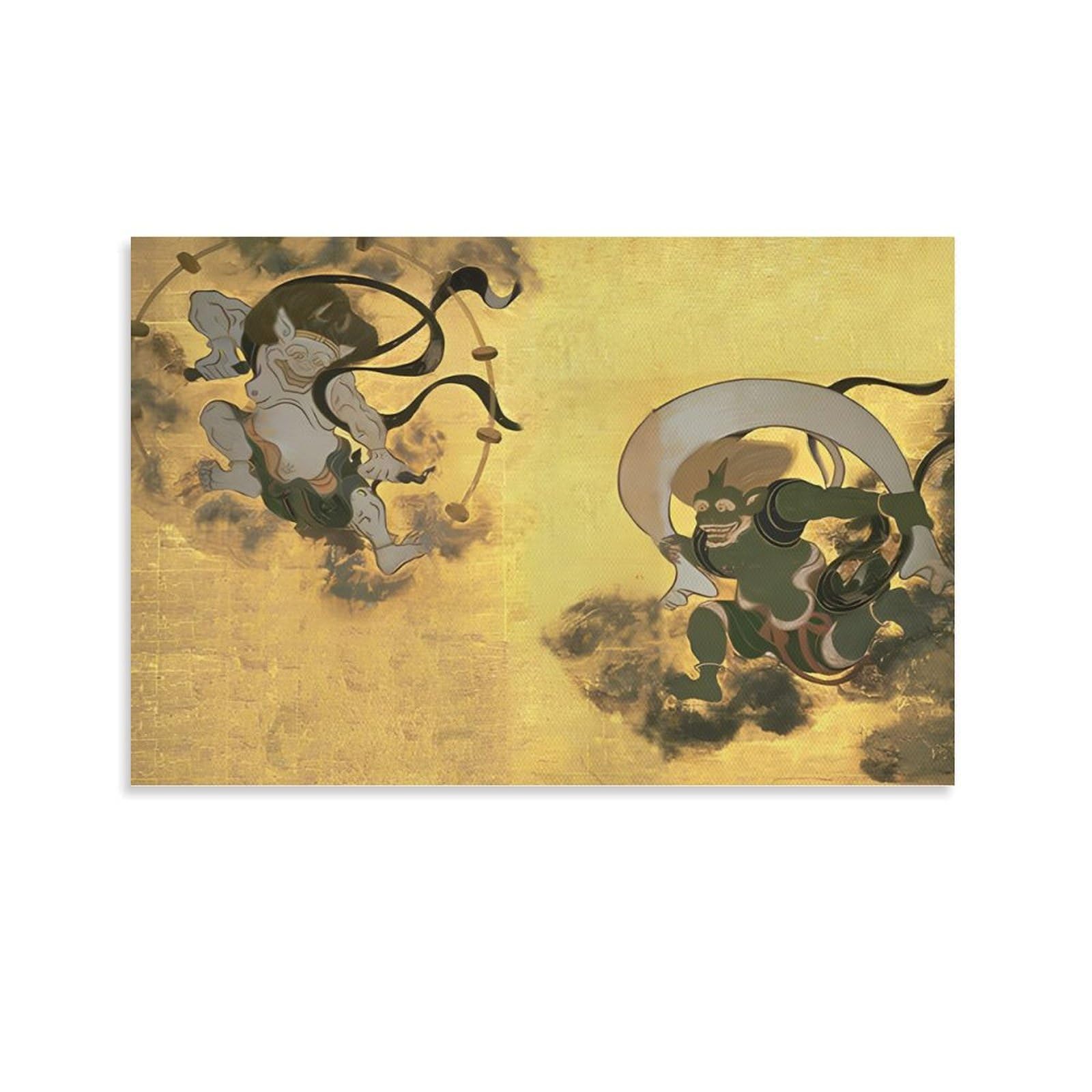 Amazon.co.jp: 風神雷神図アート ポスター 印刷 ポスター キャンバス