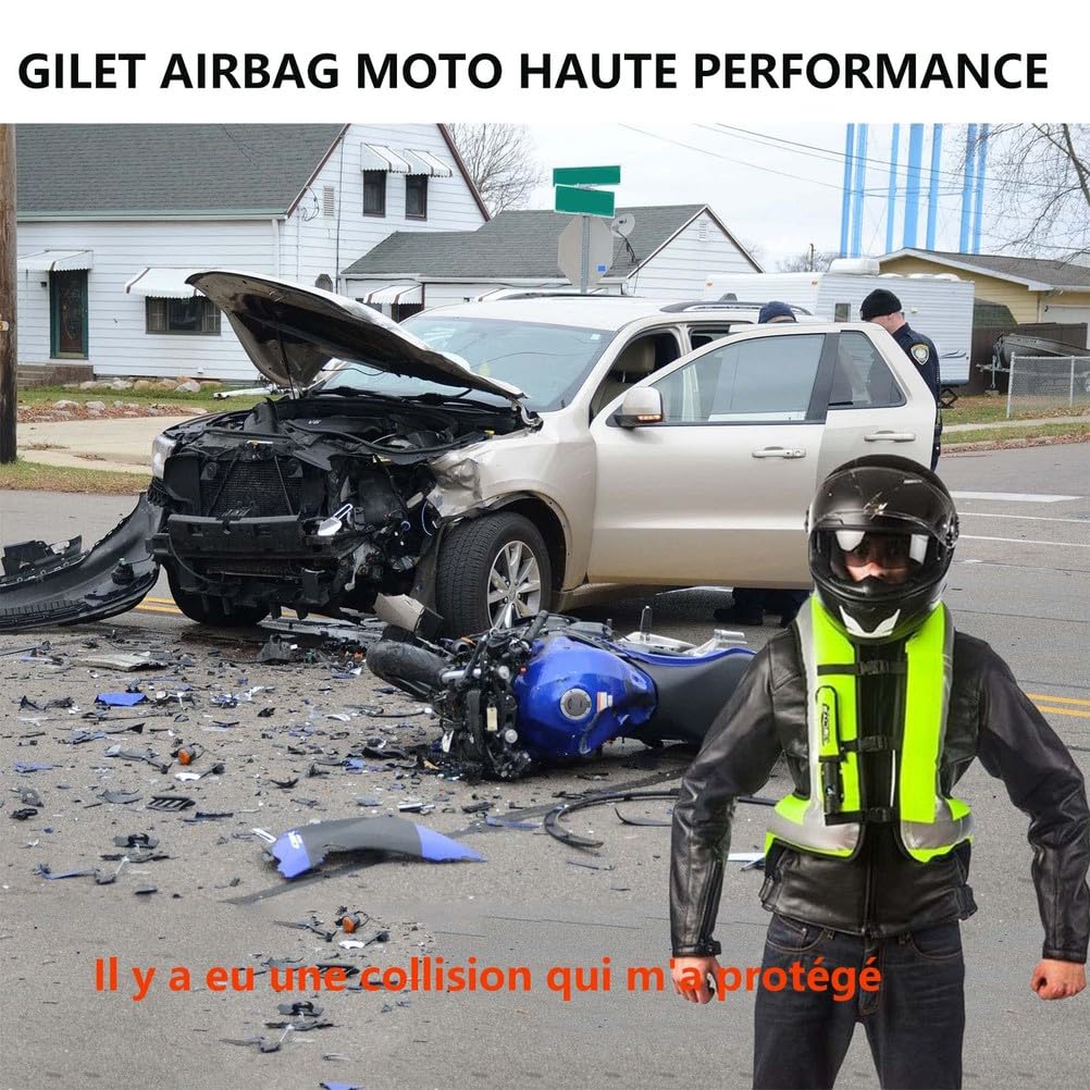 Gilet de Moto airbag homologué, Gilet de Motocross Gonflable réfléchissant, Respirant, réglable et réutilisable, pour Hommes et Femmes, vêtements de Protection pour Moto,Noir,XXL