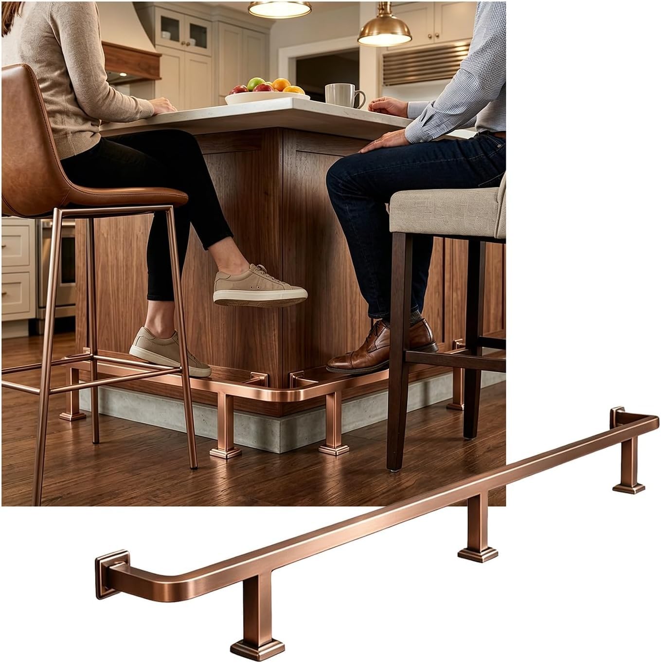 HGOuhK Bar Foot Rail Kit Bar Foot Rail for Indoor, Kit, Bars Feet Rest for Restaurant Kitchen Library Reception Desk(Rose Gold,1.0M/3.28FT)