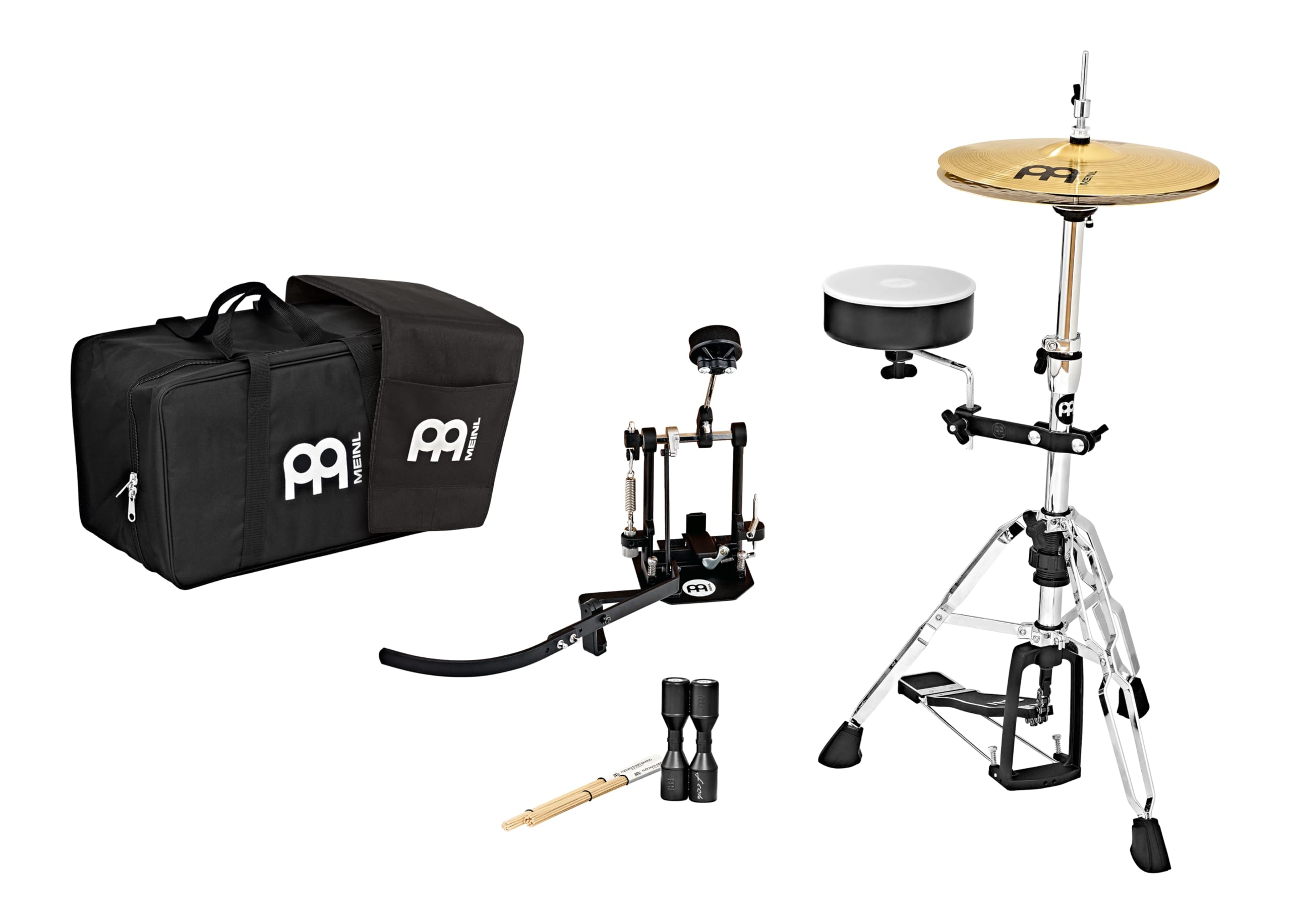 Meinl Percussion Cajon Drum Set - 9-teiliges Set für Cajon Schlagzeugset - Inklusive Tasche - Verschiedene Materialien, Mehrfarbig (CAJ-KIT)