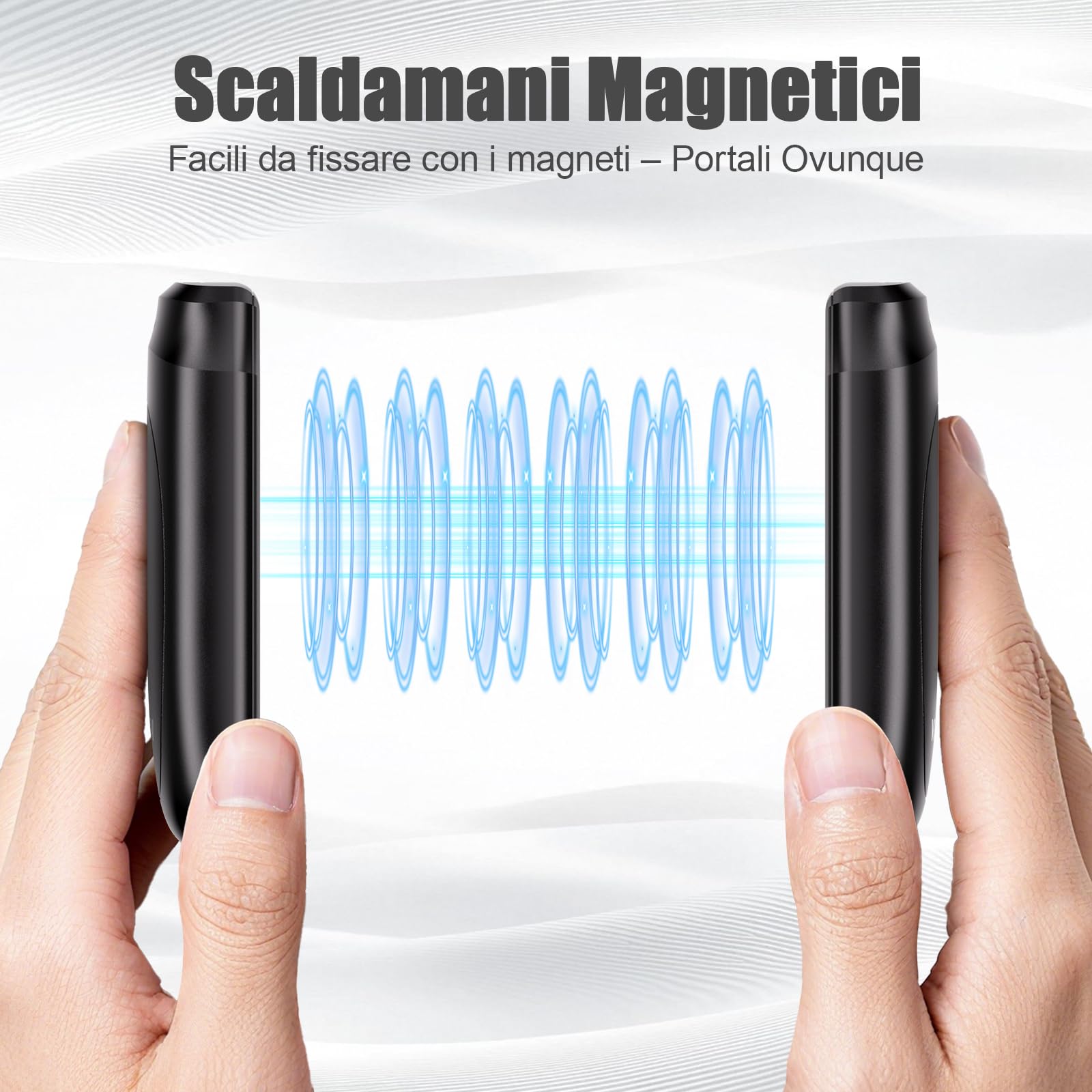 BNEHHOV Scaldamani Ricaricabile Magnetico 2 in 1, Scalda Mani Elettrico Portatile 6000 mAh, Scalda Mani Tascabile, Scaldamani Riutilizzabile con 3 Livelli per attività all'aperto, Regali Invernali