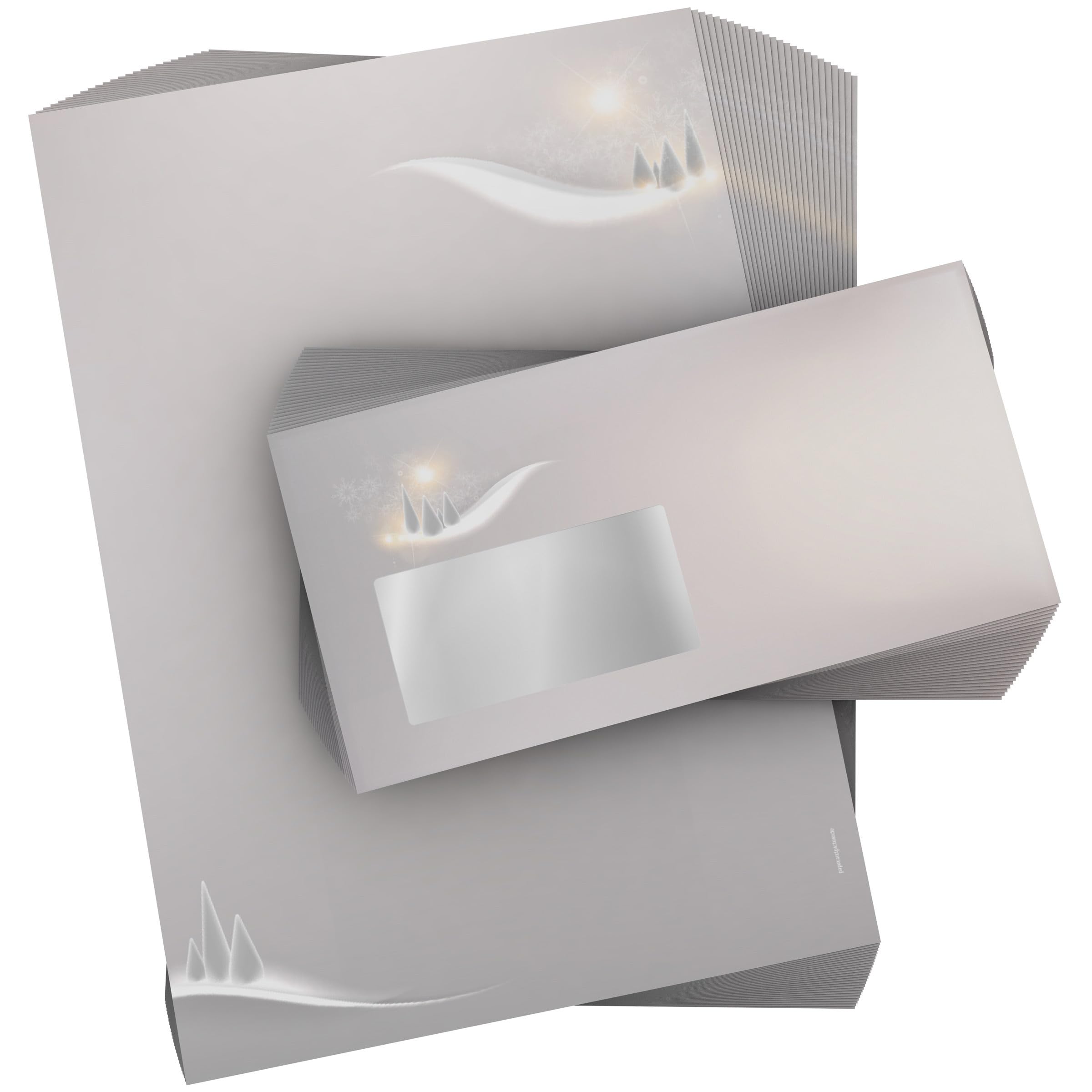 Weihnachtsbriefpapier-Set 100 Blatt A4 + 100 Kuverts mit Fenster