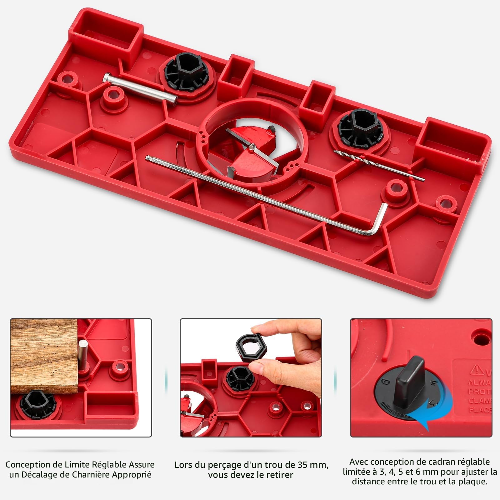 Idong Dima pour trous à poche 35 mm, ensemble de guides, fermeture à glissière, perceuse cachée à tasse, série trous outils de travail du bois, charnière pour installation de charnières de porte