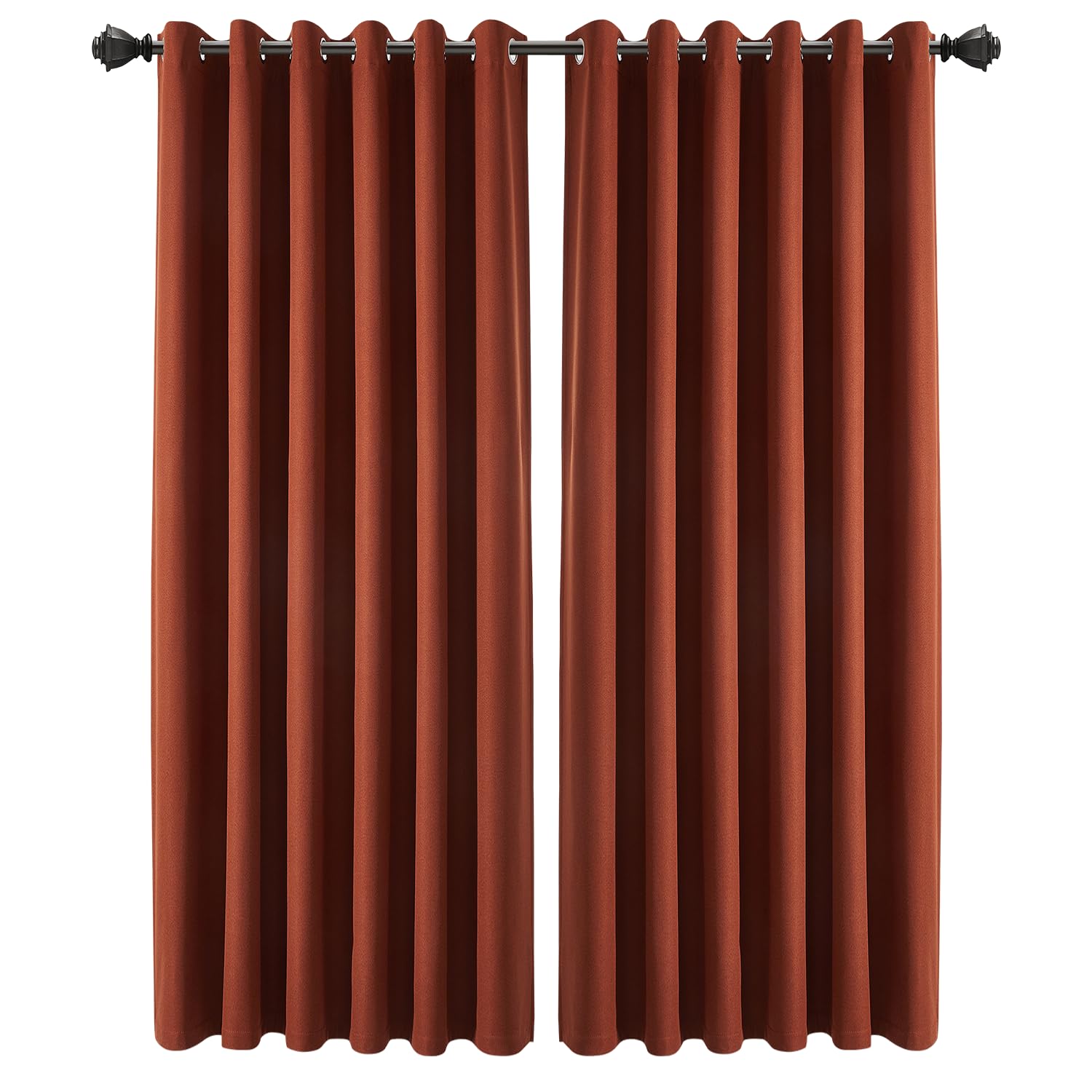 INSPIRE HOMEWARE 100% Blackout Eyelet Curtains for Living Room 90x90 Inch Drop Rust Linen Curtains Energy Saving and Privacy protection Ring Top Curtain 2 Panels & Tieback
