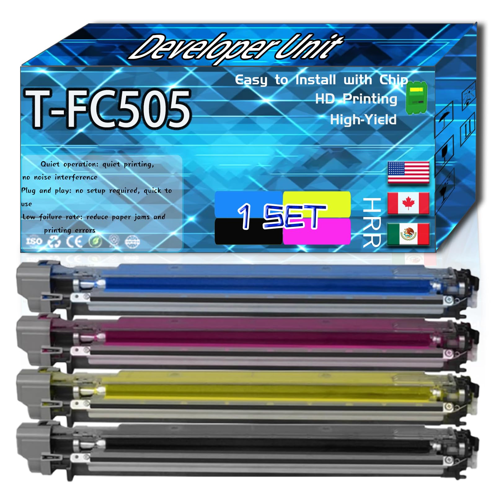 CEECN T-FC505 Developer Unit Compatible for Toshiba E-Studio 2515AC 3015AC 3515AC 4515AC 5015AC Printers, High Production Replacement (4-Pack BK/C/M/Y)