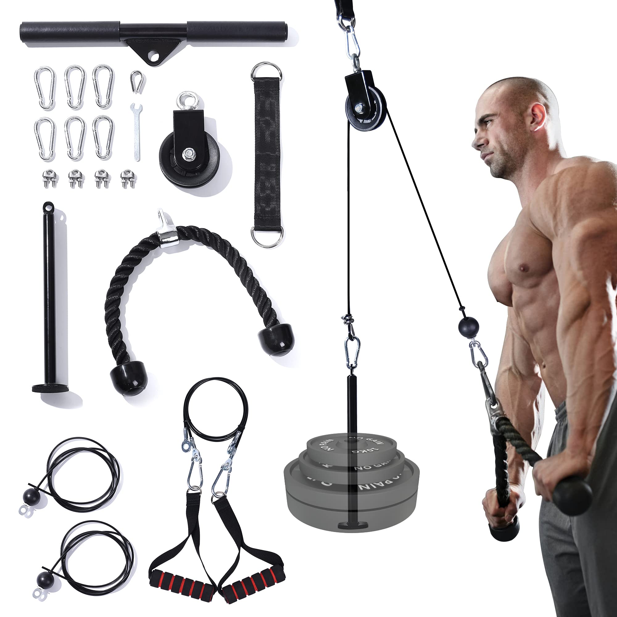 Nubical 4 in 1 Cable Pulley System Gym,Upgraded Fitness LAT and Lift