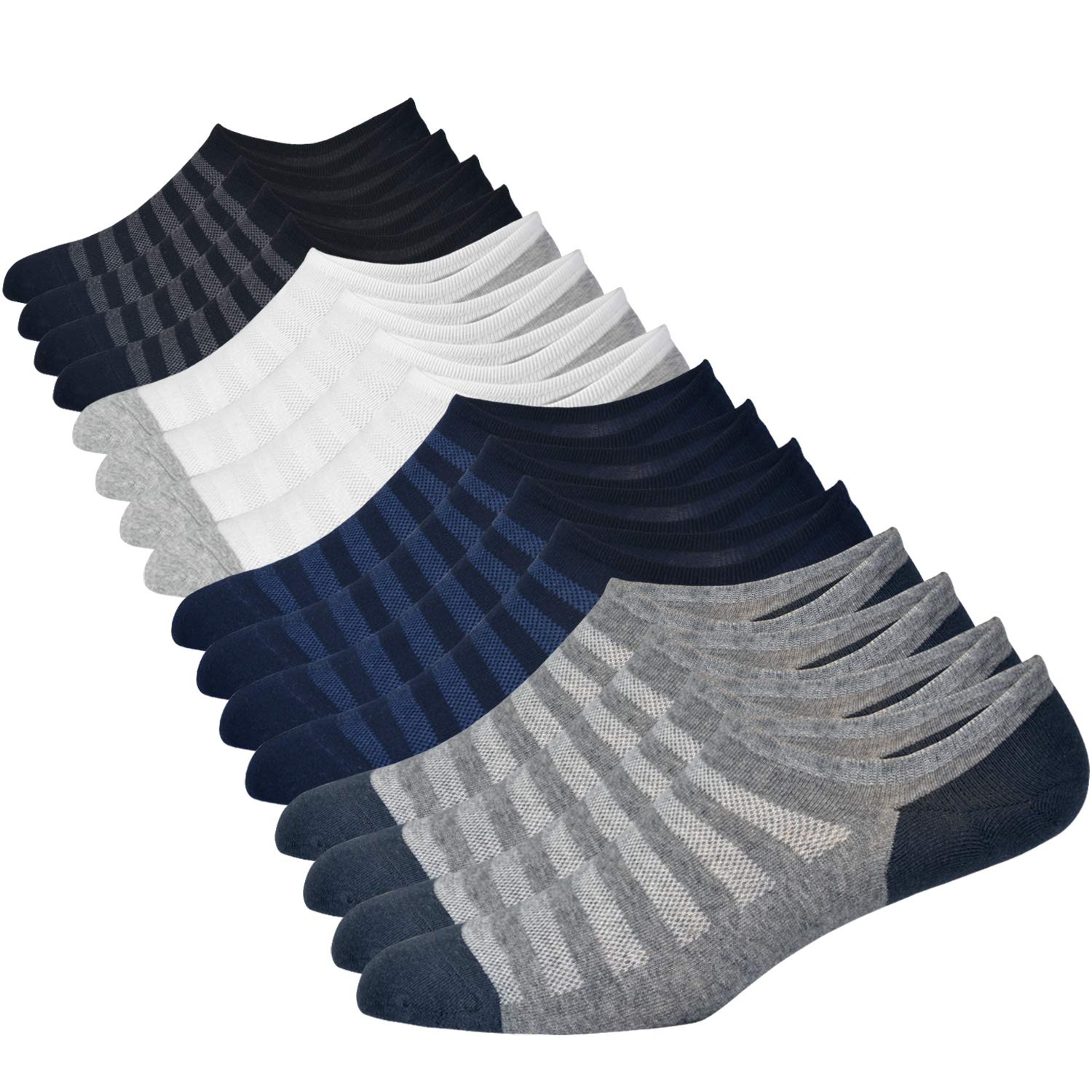8 Pairs Mens No Show Socks Mesh Knit Non Slip Low Cut Casual Socks-image-47