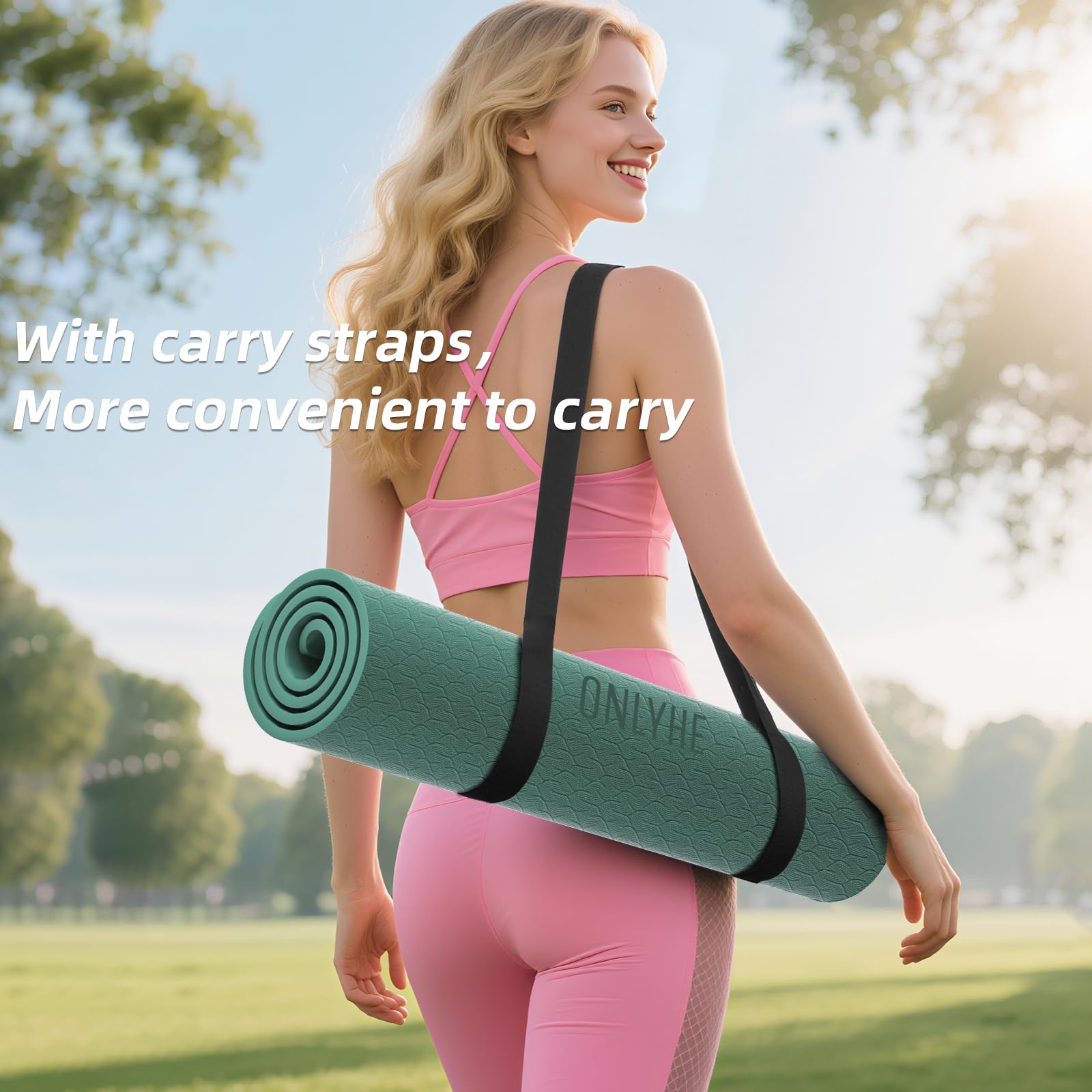 Tappetino da yoga spesso (8 mm), antiscivolo, anti-strappo, tappetino per pilates per uomini e donne, tappetino da allenamento per casa, allenamento a piedi nudi ed esercizi a terra, con