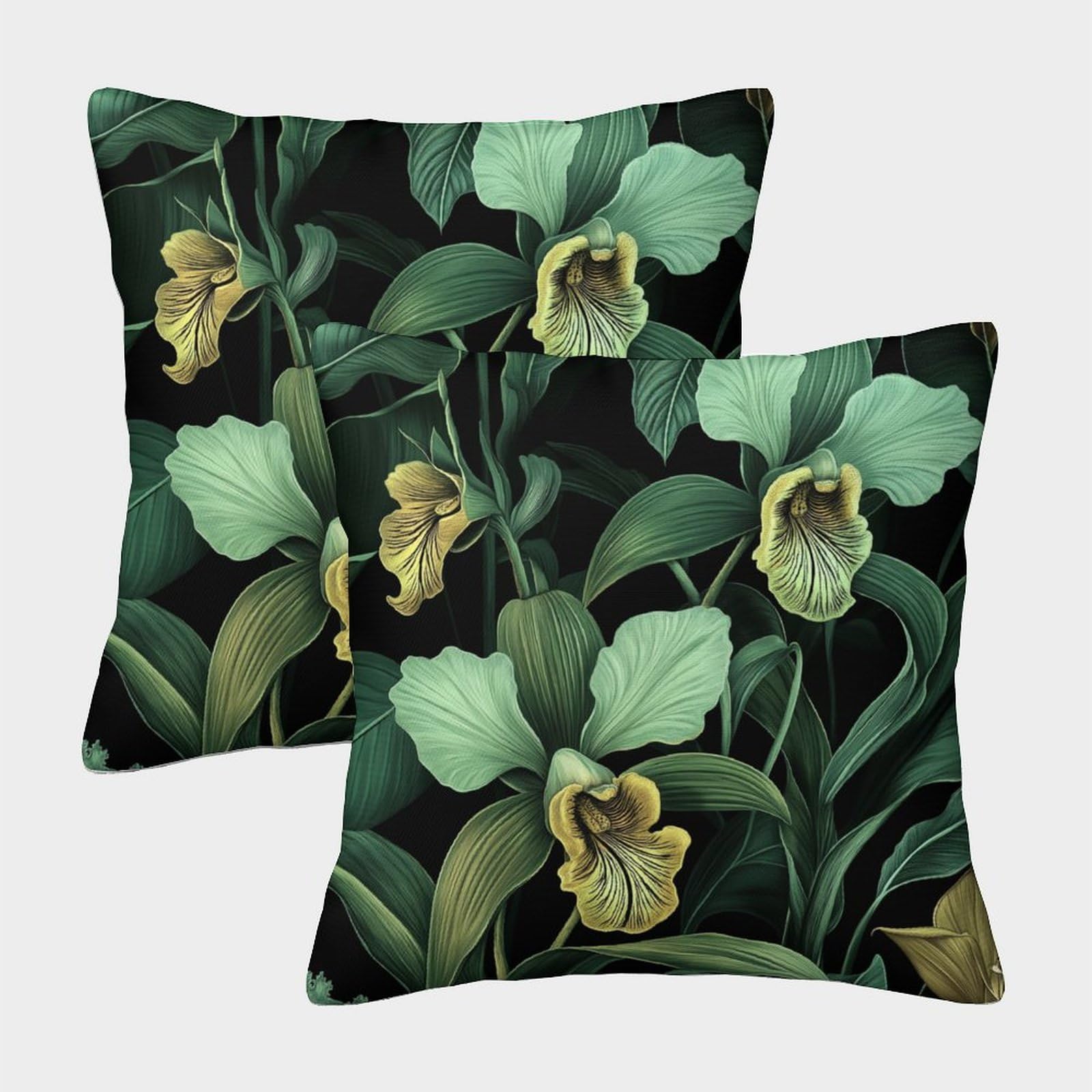 kaiyun 2 Pack Tropical Flowers,Leaves 3D Cushion Cover Pillow Cover Sofa Outdoor Decoration Square 45x45cm