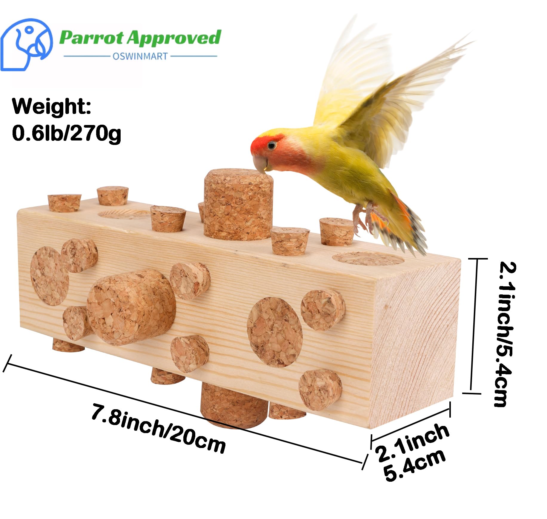 Parrot Toy Cage Perch with Pine Wood Foraging Smart Chewing Toy Soft Corks for Small to Regular Size Parrot Cockatiel Foraging Toy - image 4