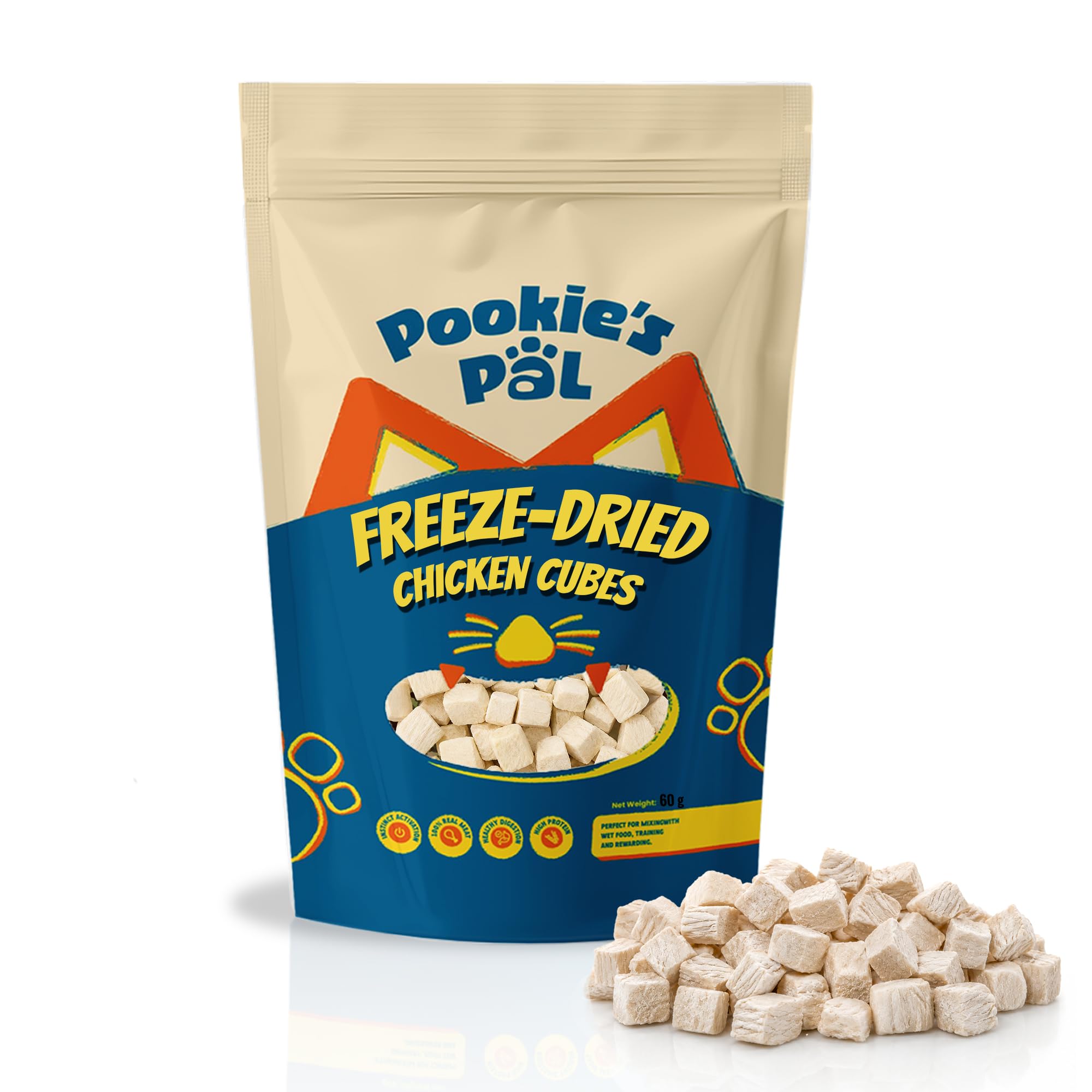Pookie's Pal Natural Chicken Freeze Dried Cat Treats (60 g) | Toppers