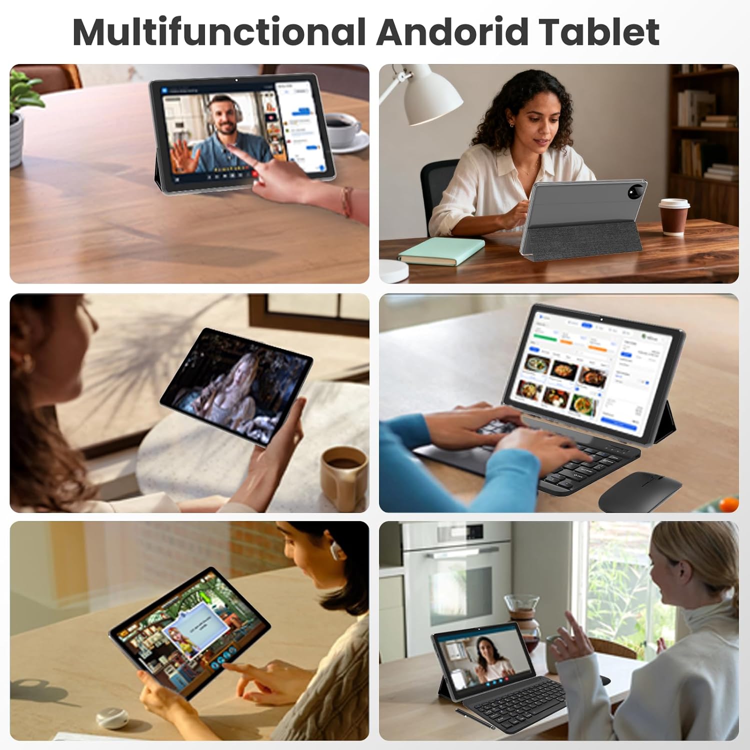 Tablet, 11-inch Android 15 tablets, 20GB+128GB+1TB expansion, Octa-core, 8000mAh large-capacity battery, 5G/2.4G WiFi6, GPS, Bluetooth 5.0, 5MP + 8MP dual cameras, Widevine L1, protective case - Black