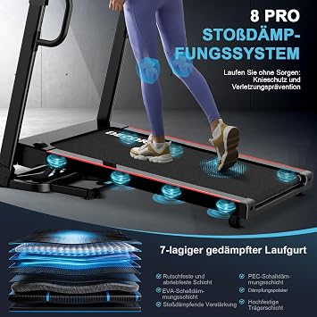 Treadmill for Home - 4.5 HP up to 16 km/h. Professional Large Running Surface Treadmill Foldable 20 Inclination Levels Quiet Walking Pad with Bluetooth up to 150 kg - Ideal for Marathon