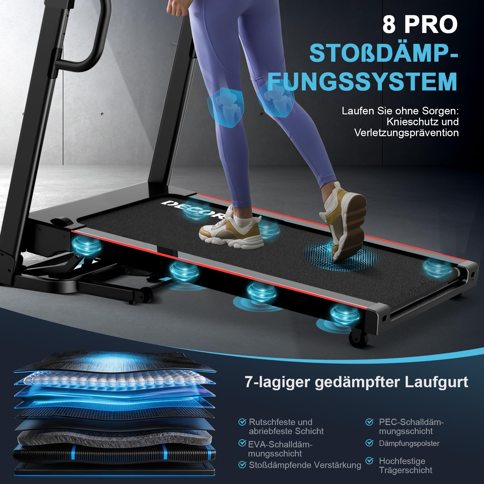 Laufband für Zuhause - 4,5 PS, bis 16 km/h. Profi Große Lauffläche Laufband Klappbar, 20 Neigungsstufen Leise Walking Pad mit Bluetooth, bis 150KG – Ideal für Marathon-Training