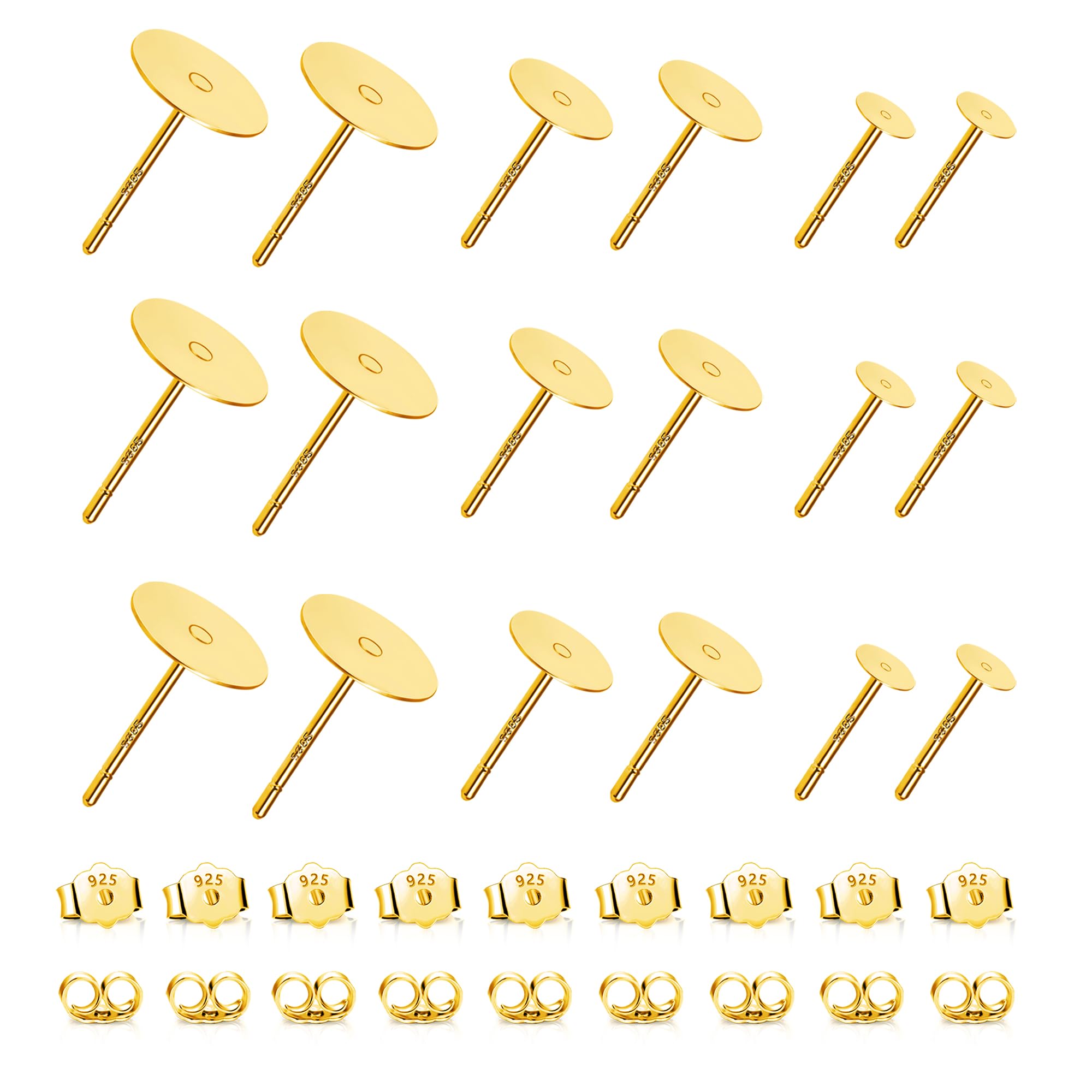 Orecchini in oro grezzi ipoallergenici 36 pezzi farfalla 4/6/8 mm