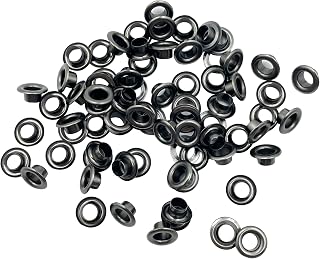 ID Grommets Eyelets 4mm Hole Self Backing Eyelet for Bead Cores, Clothes, Leather, Canvas 200 Sets (Gunblack) AC1108
