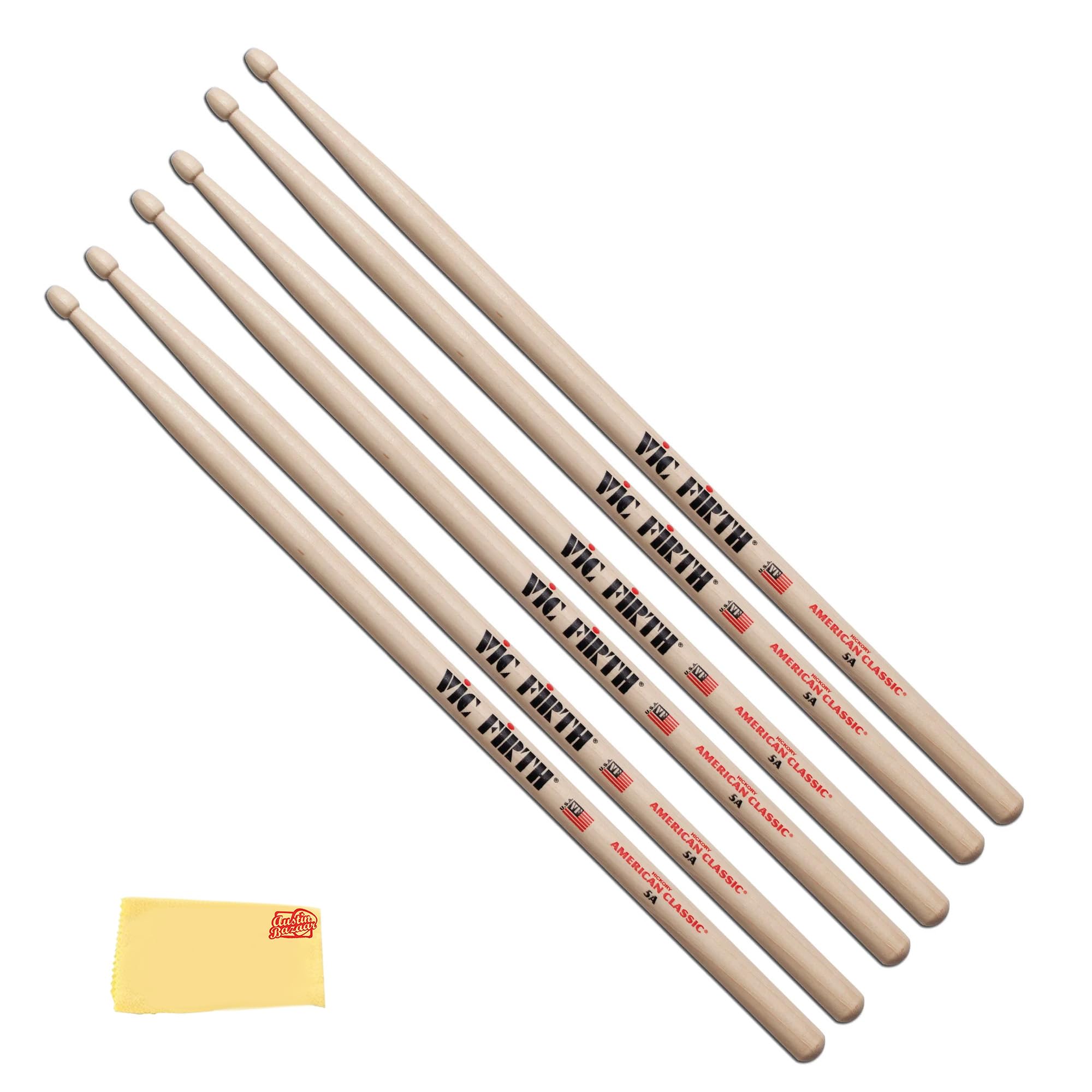 Amazon.com: Vic Firth American Classic 5A Drumsticks - 3 Pack with