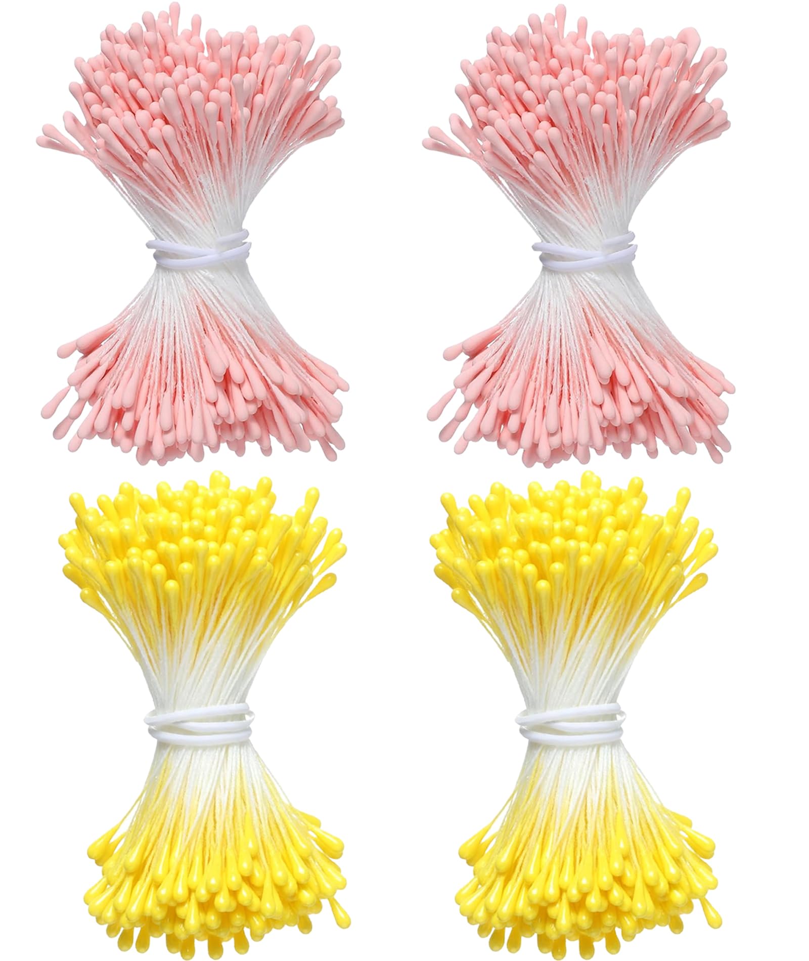 1600PCS 2mm Pollens for Flower Making, Stamens for Flower Making, Deep Yellow and Pink Stamens for Craft Projects, Floral Decorations and Creative Designs-image-42