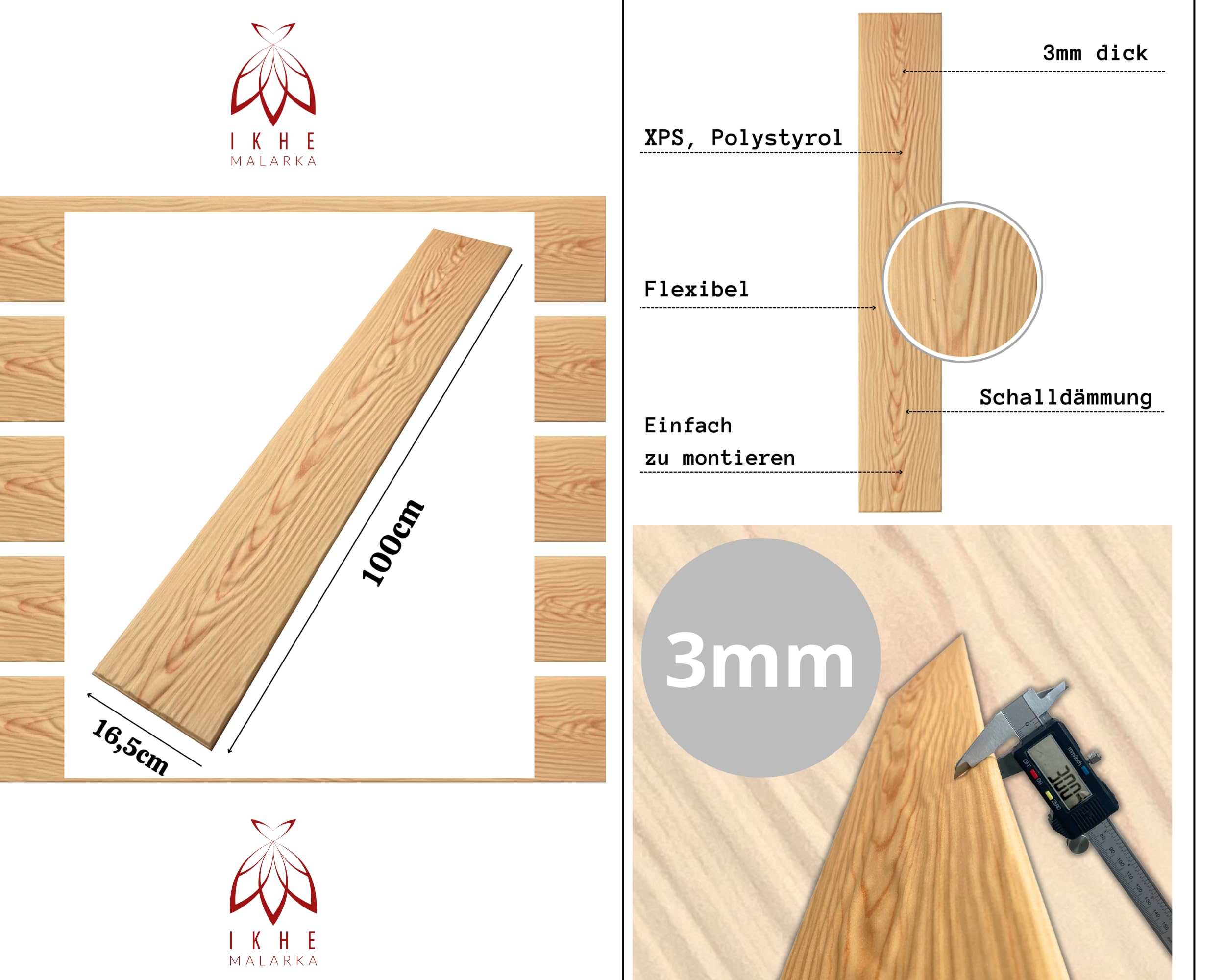 Eurodeco - Pannelli da soffitto con texture 3D, 10 m²/60 pezzi, effetto legno, in polistirene XPS, imitazione del polistirolo, 100 x 16,7 cm (P4-1)