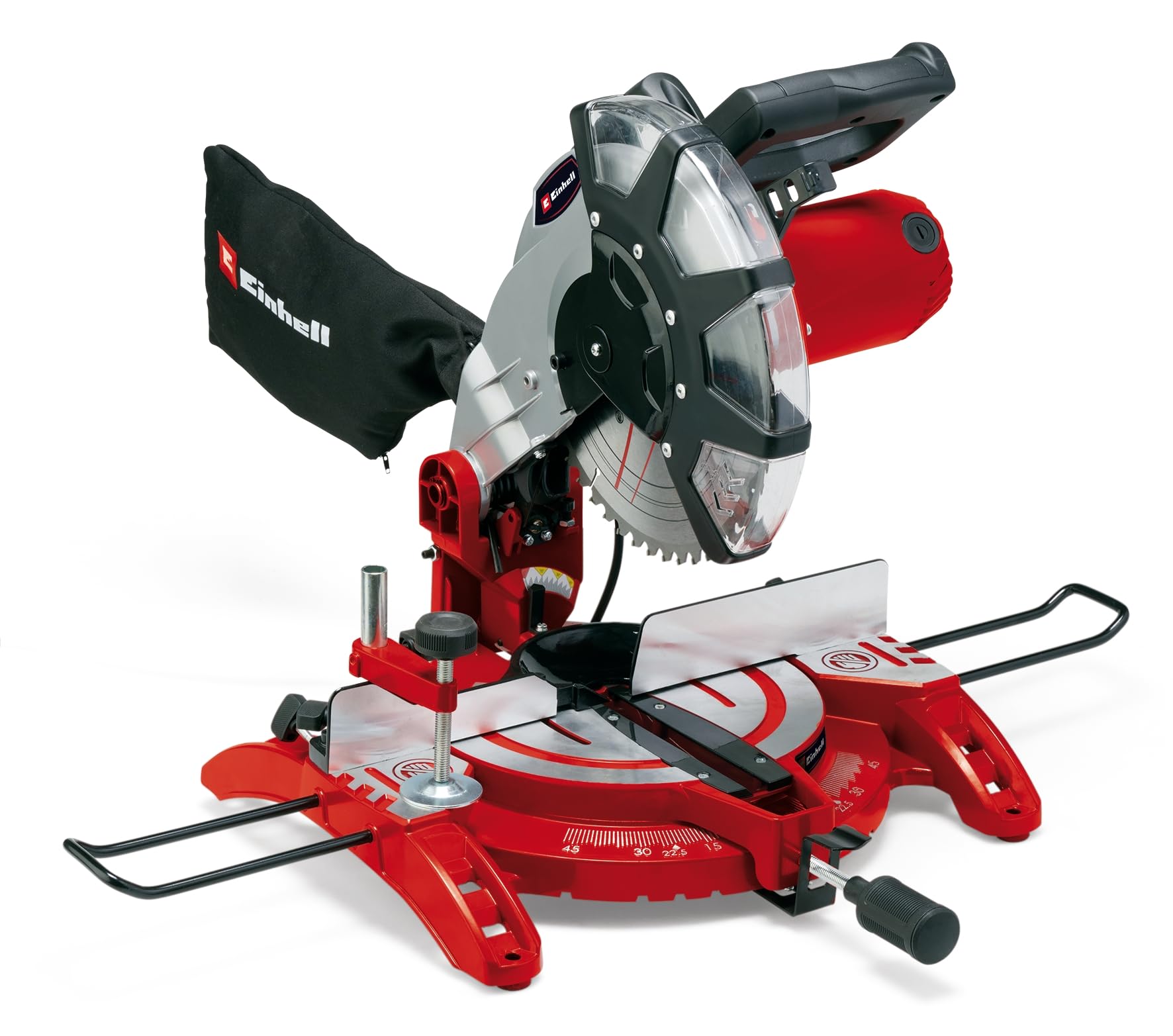 Einhell TC-MS 2513 L Troncatrice (230-240 V, 1600 W, giri al min. 4000, lama Ø250 x ø30 - 48 denti, inclinabile sinistra 0-45°, taglio max 130 x 75 mm)