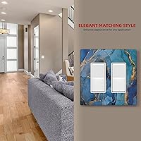 Vista 7 de Placa de pared doble basculante de mármol azul, cubierta decorativa de interruptor de luz de 2 cuadras, moderna acuarela degradada, arte de tinta